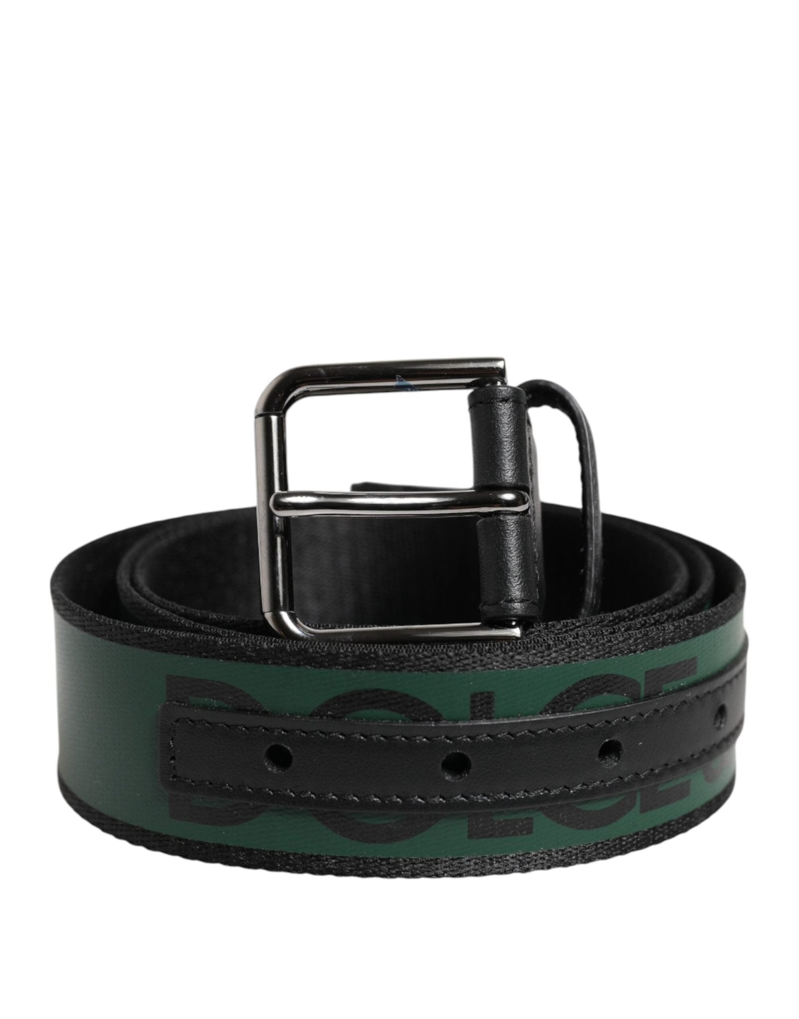 Dolce & Gabbana Green Black Polyester DG Logo Buckle Belt - RIMODA