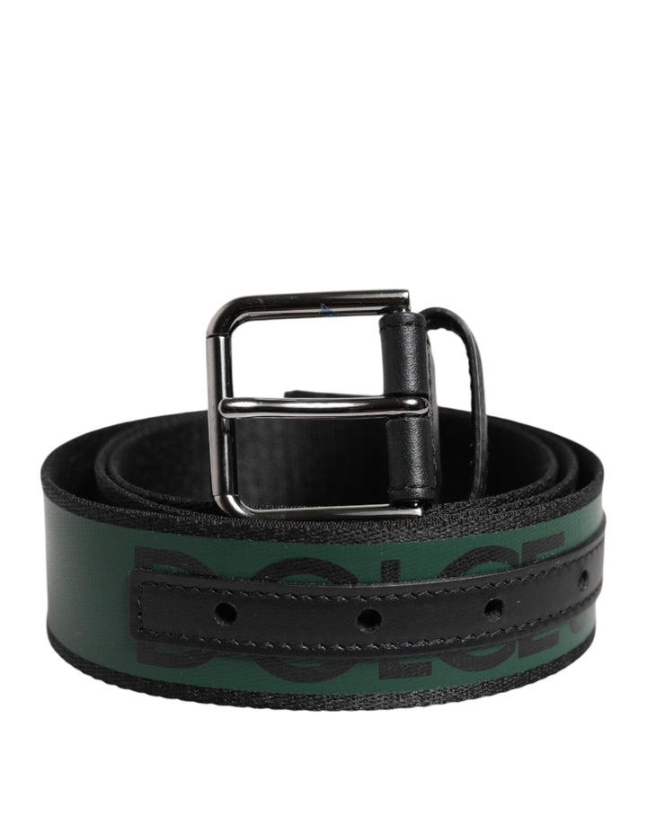 Dolce & Gabbana Green Black Polyester DG Logo Buckle Belt - RIMODA
