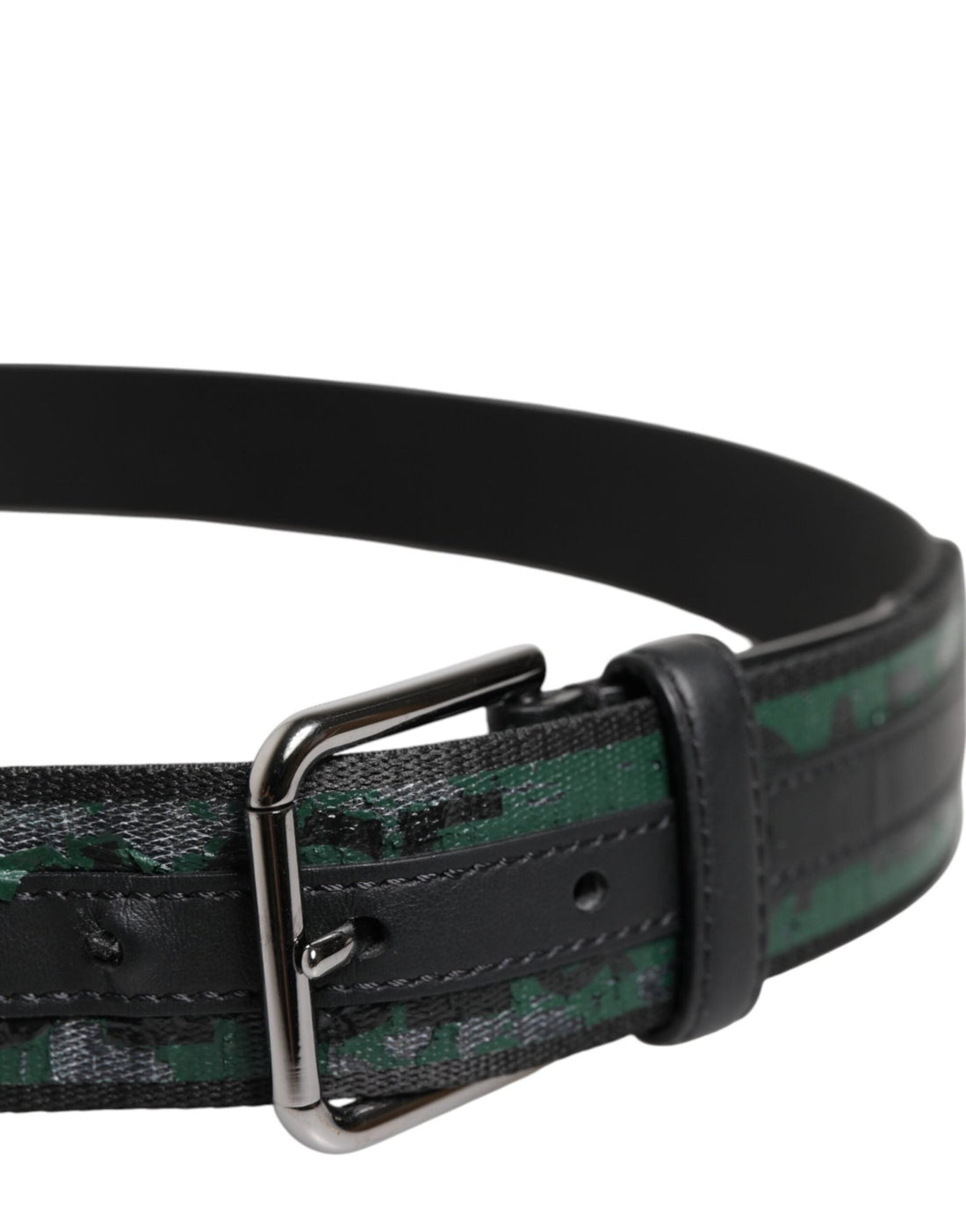 Dolce & Gabbana Green Black Polyester DG Logo Buckle Belt - RIMODA