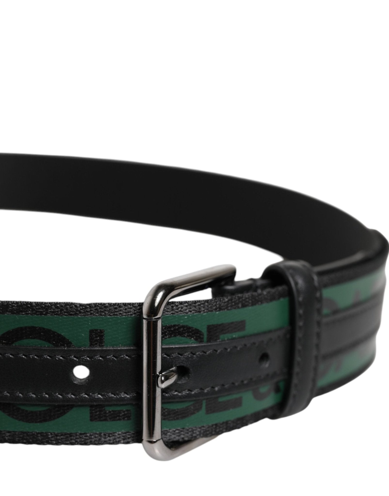 Dolce & Gabbana Green Black Polyester DG Logo Buckle Belt - RIMODA
