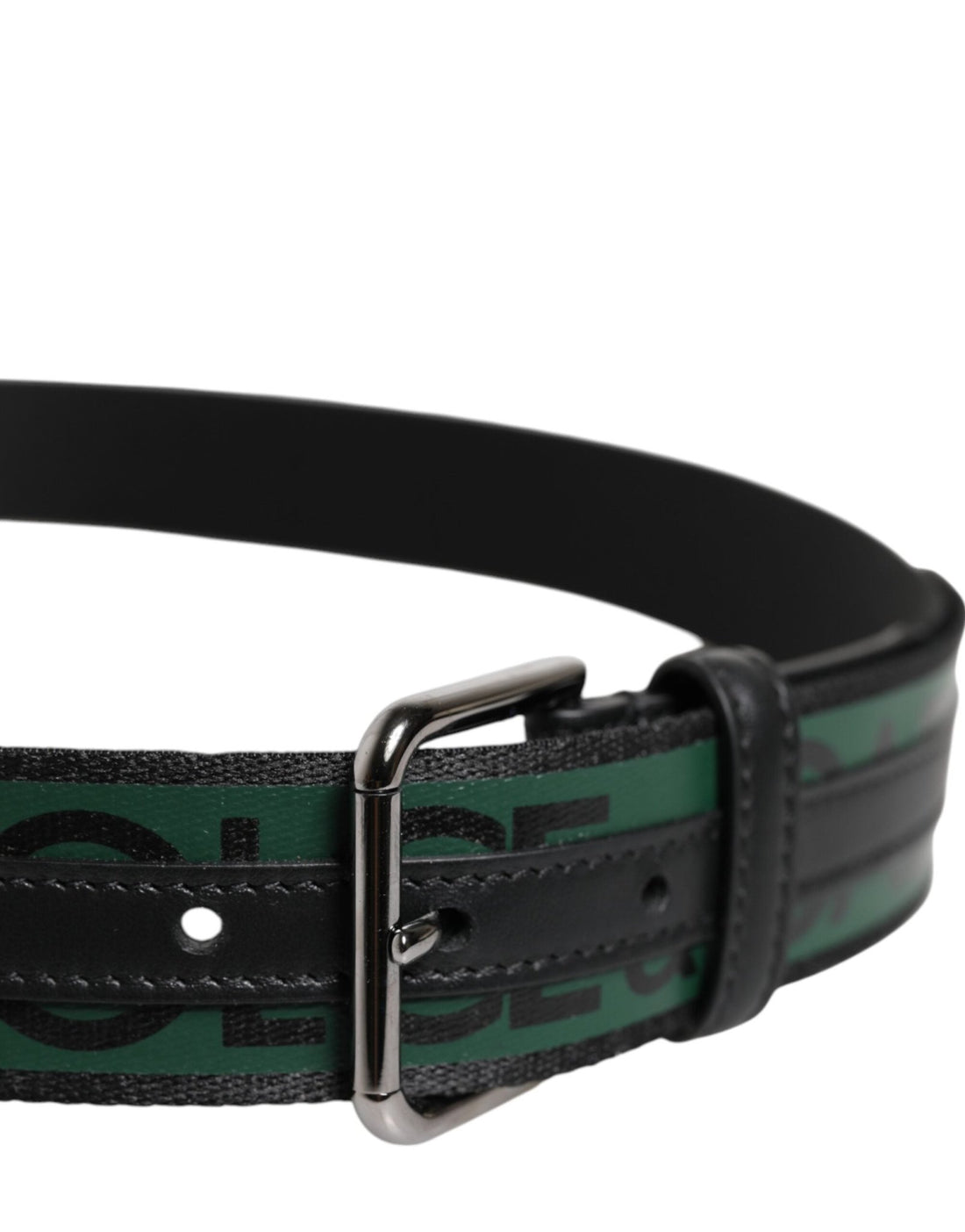 Dolce & Gabbana Green Black Polyester DG Logo Buckle Belt - RIMODA