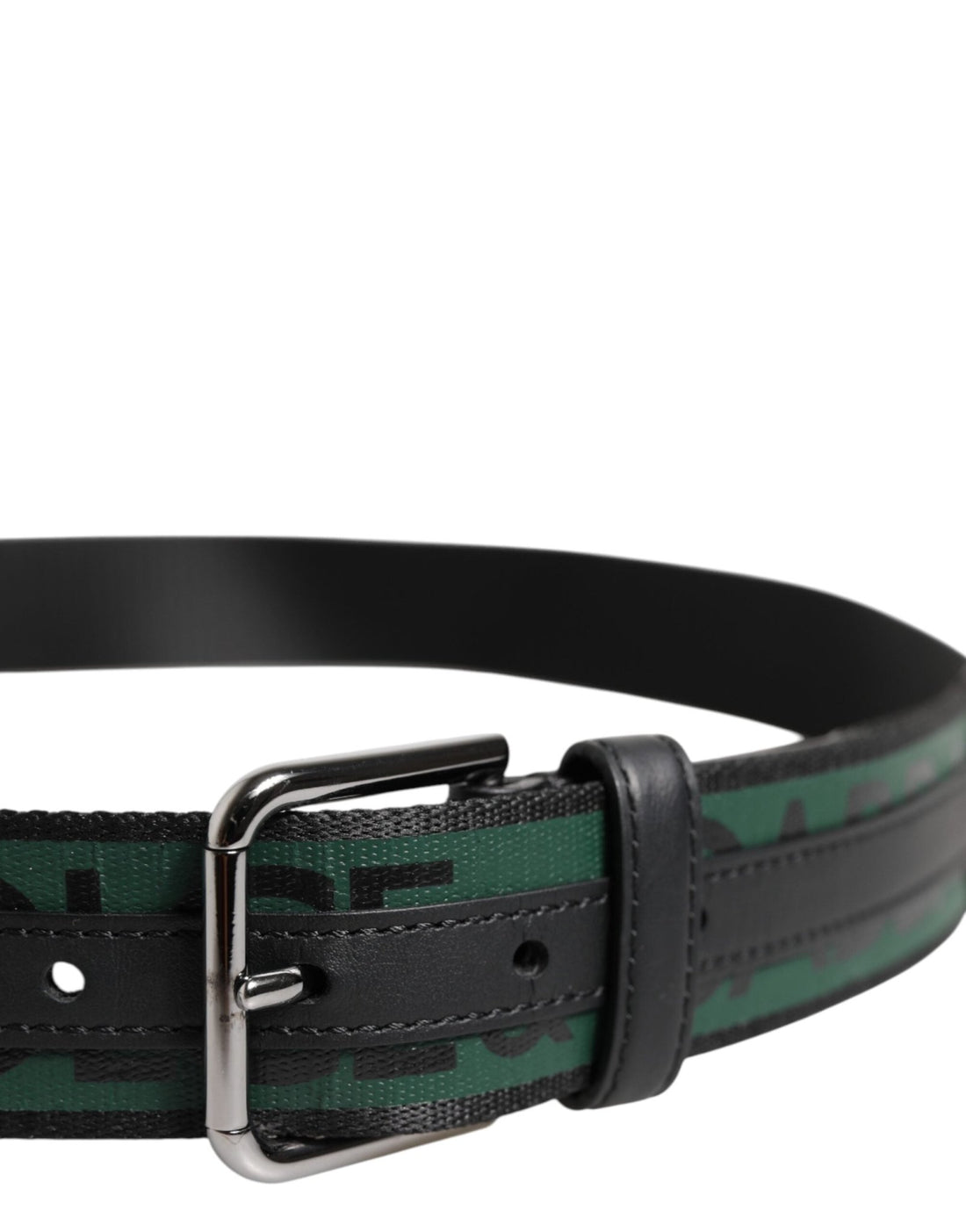 Dolce & Gabbana Green Black Polyester DG Logo Buckle Belt - RIMODA