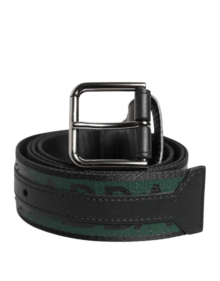 Dolce & Gabbana Green Black Polyester DG Logo Buckle Belt - RIMODA