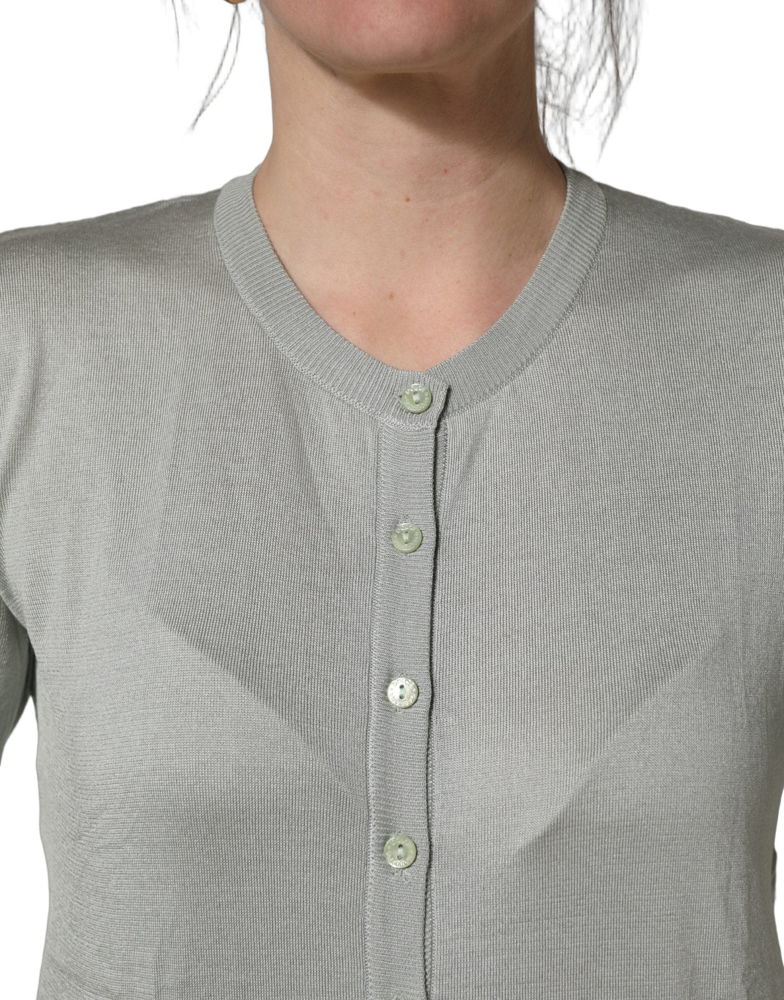 Dolce & Gabbana Green Button Down Silk Long Sleeve Cardigan Sweater - RIMODA
