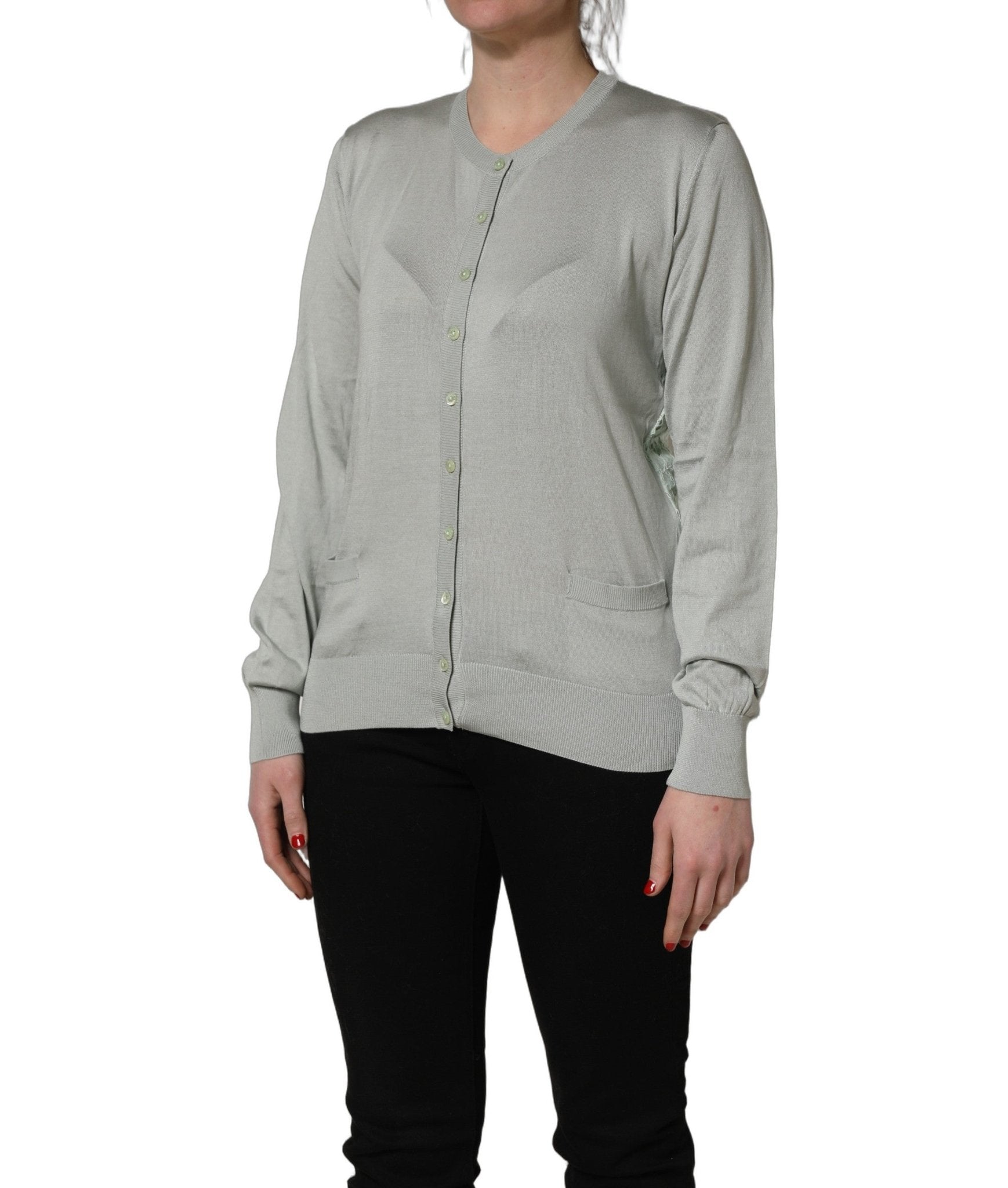 Dolce & Gabbana Green Button Down Silk Long Sleeve Cardigan Sweater - RIMODA