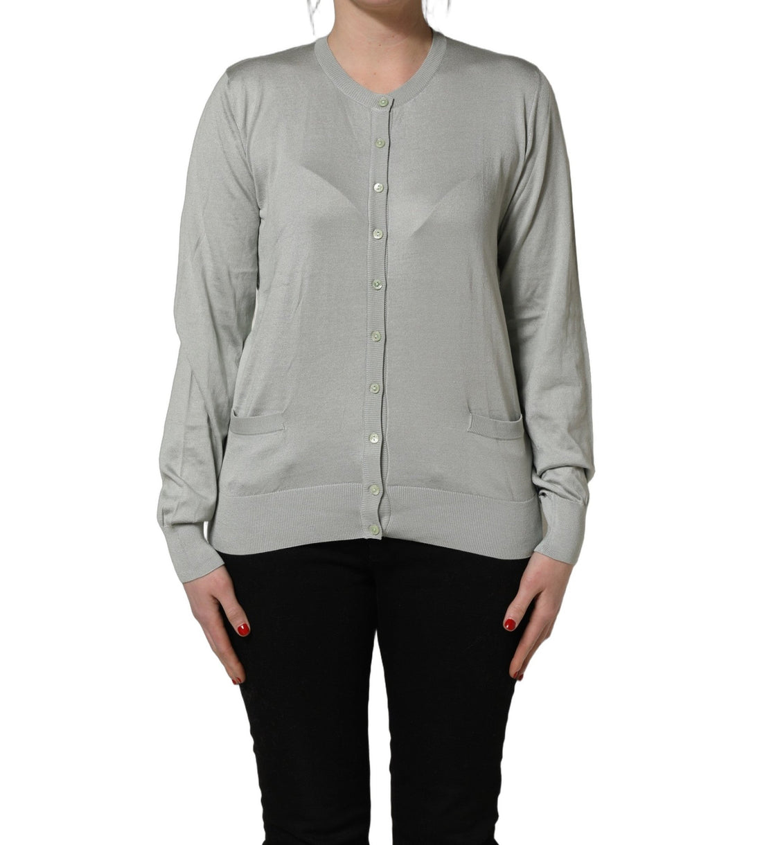 Dolce & Gabbana Green Button Down Silk Long Sleeve Cardigan Sweater - RIMODA