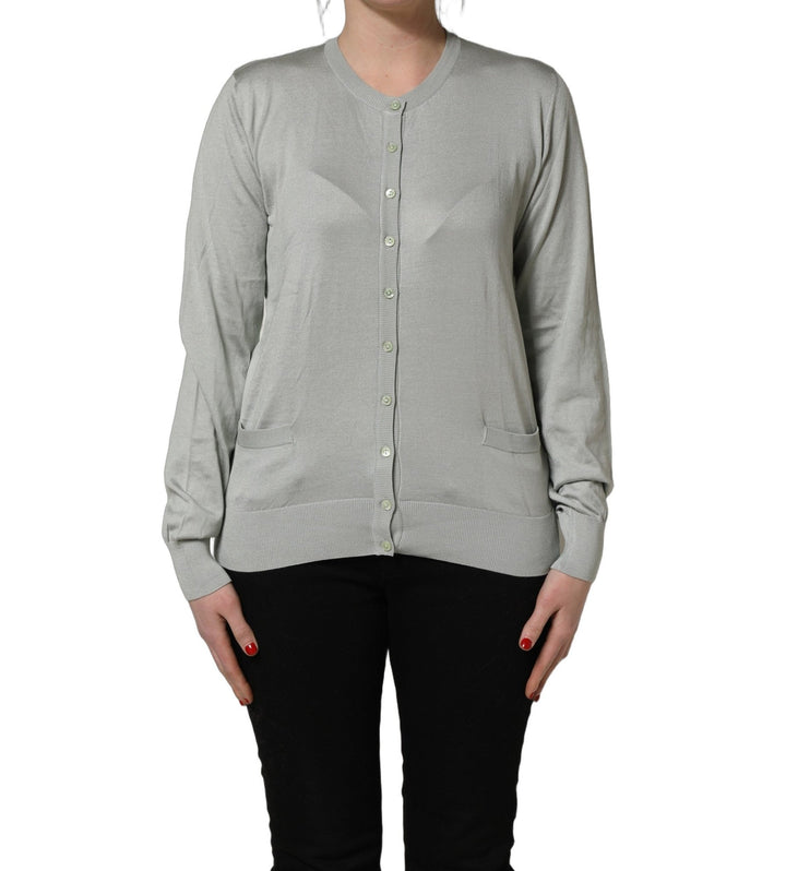 Dolce & Gabbana Green Button Down Silk Long Sleeve Cardigan Sweater - RIMODA