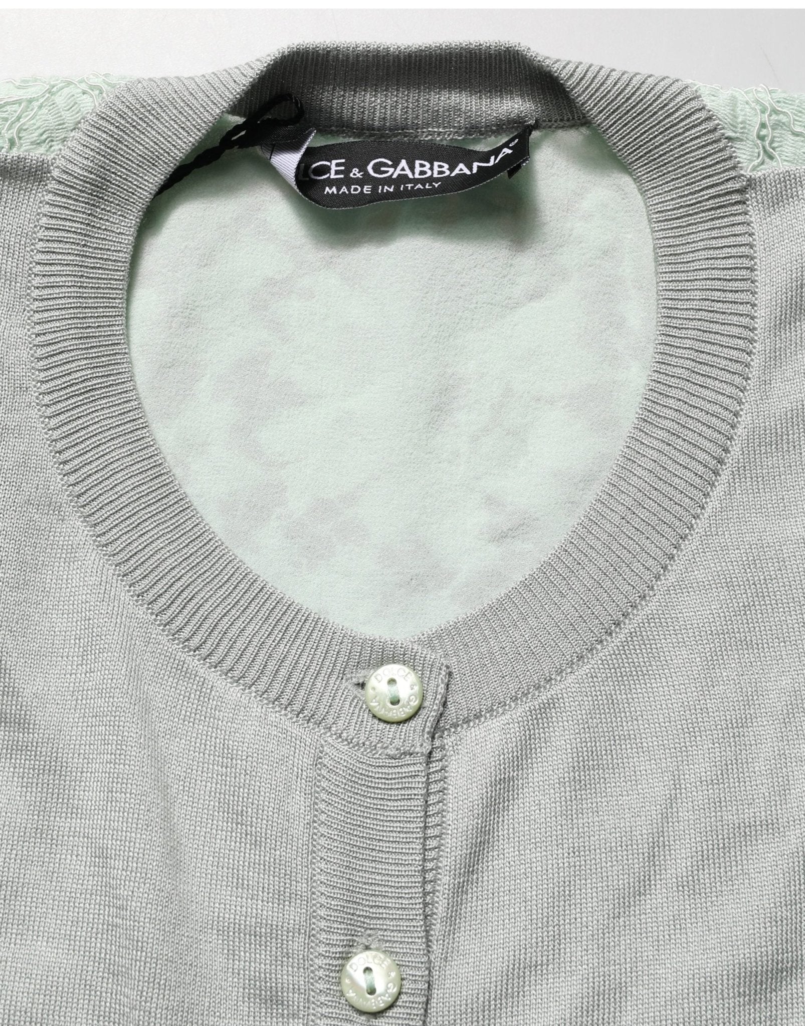 Dolce & Gabbana Green Button Down Silk Long Sleeve Cardigan Sweater - RIMODA