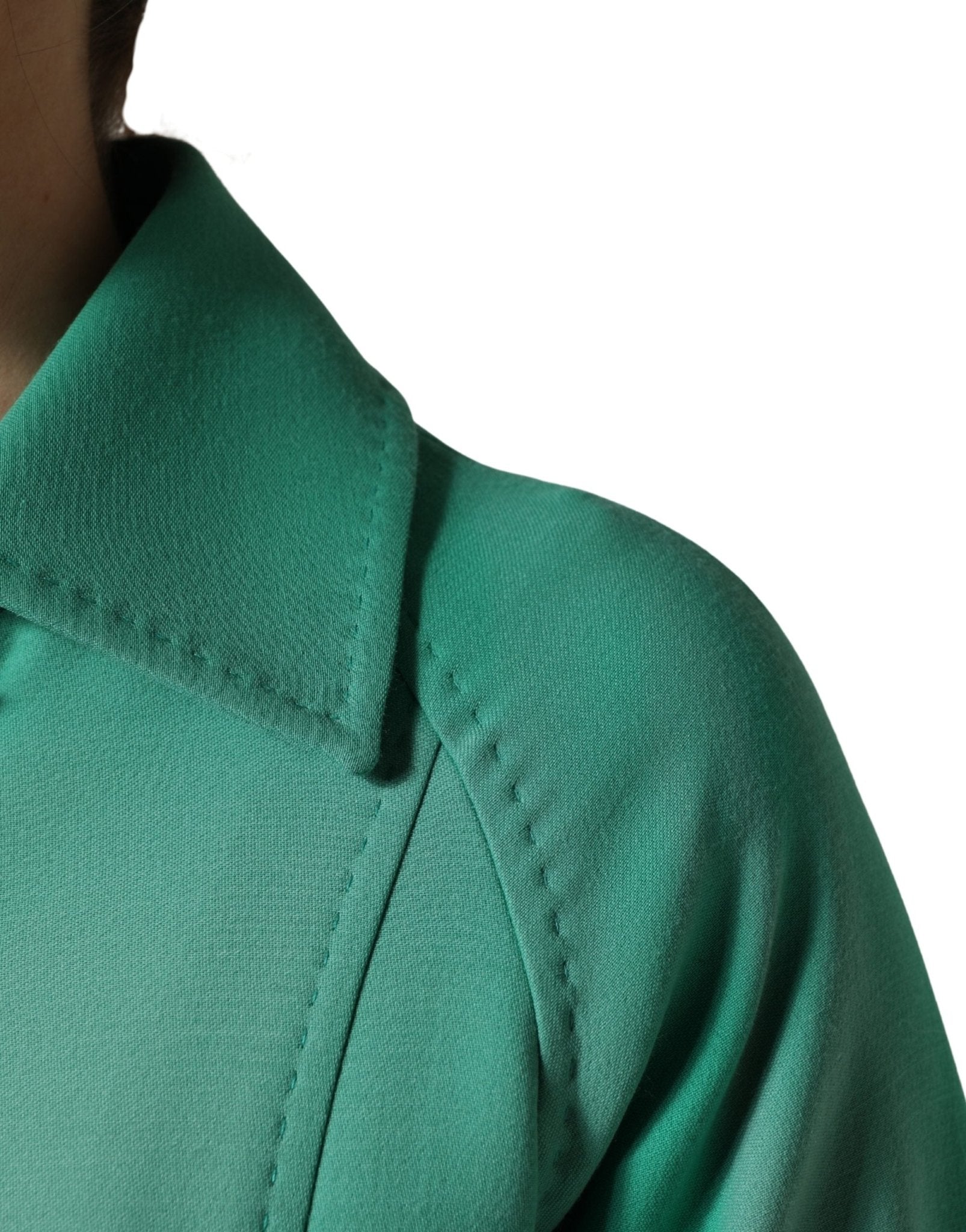 Dolce & Gabbana Green Buttoned Down Belt Trench Coat Jacket - RIMODA