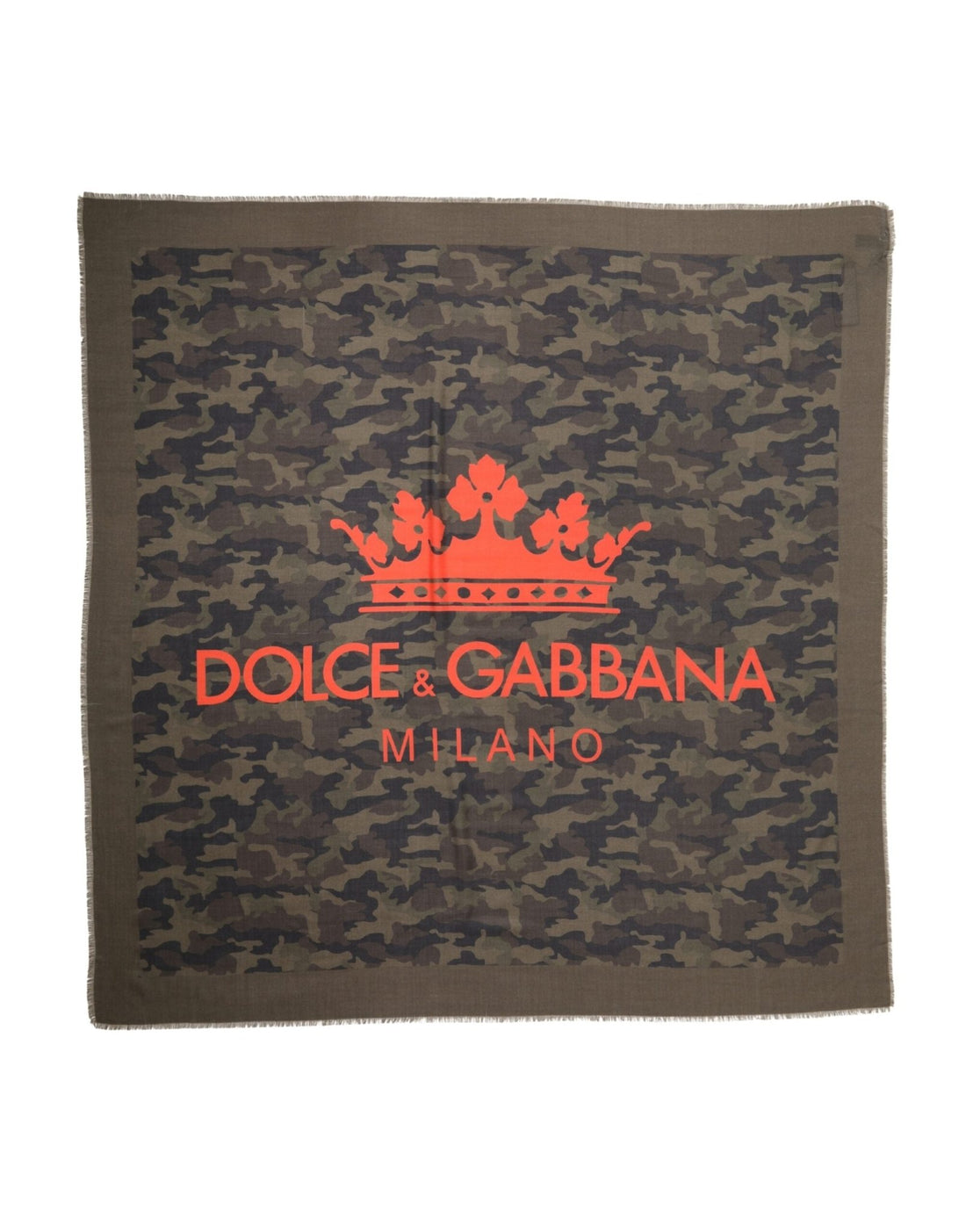 Dolce & Gabbana Green Camouflage Logo Cashmere 138cm x 137cm Men Scarf - RIMODA
