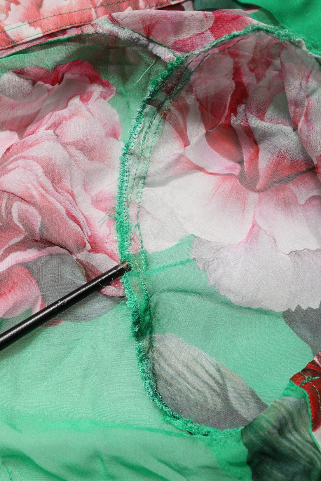 Dolce & Gabbana Green CarnationPrint Silk Collared Blouse Top - RIMODA