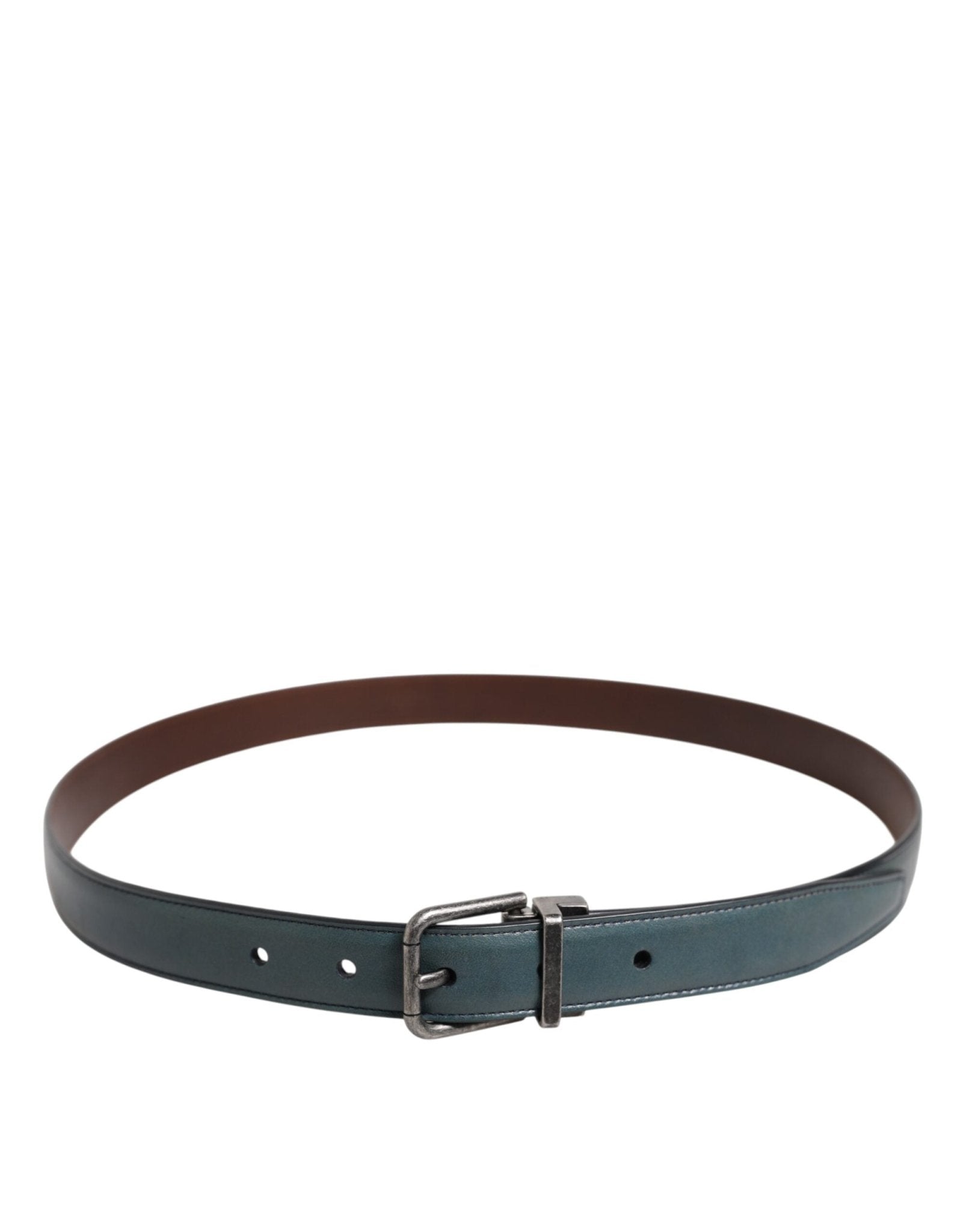 Dolce & Gabbana Green Classic Leather Metal Logo Buckle Belt - RIMODA