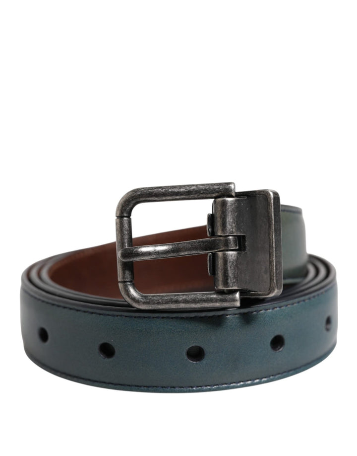 Dolce & Gabbana Green Classic Leather Metal Logo Buckle Belt - RIMODA
