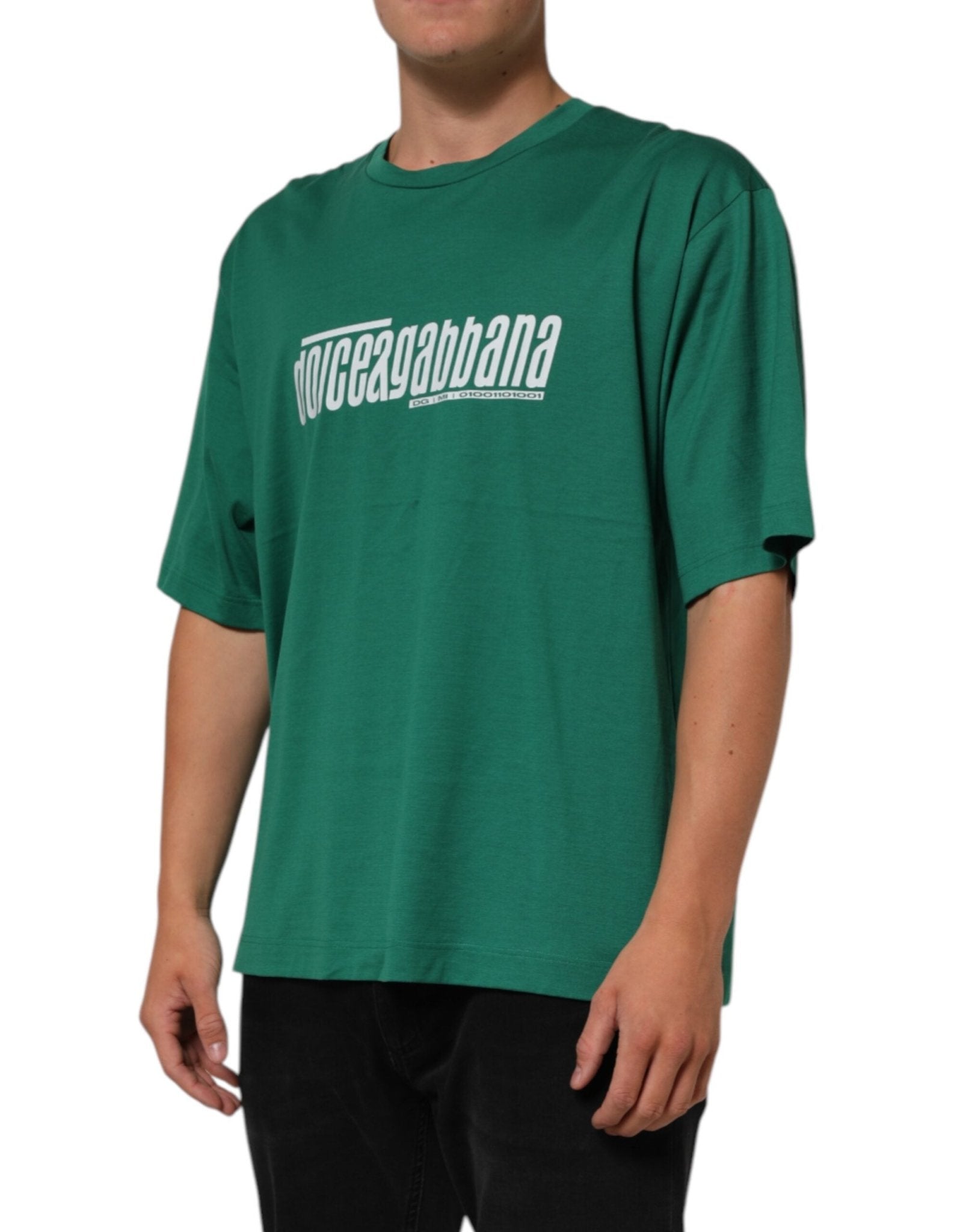 Dolce & Gabbana Green Cotton Graphic Logo Print Crewneck T-shirt - RIMODA