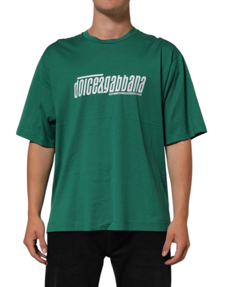 Dolce & Gabbana Green Cotton Graphic Logo Print Crewneck T-shirt - RIMODA