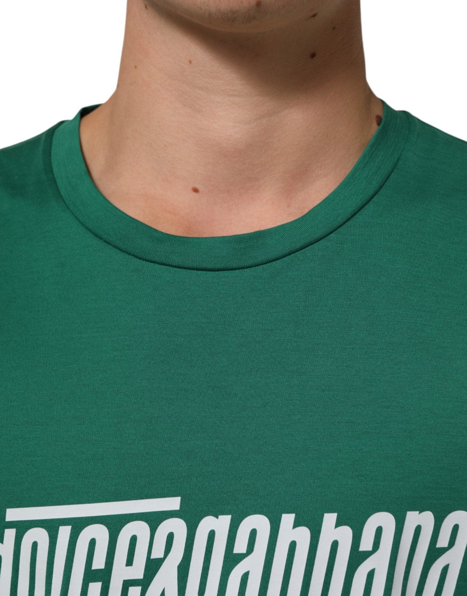 Dolce & Gabbana Green Cotton Graphic Logo Print Crewneck T-shirt - RIMODA
