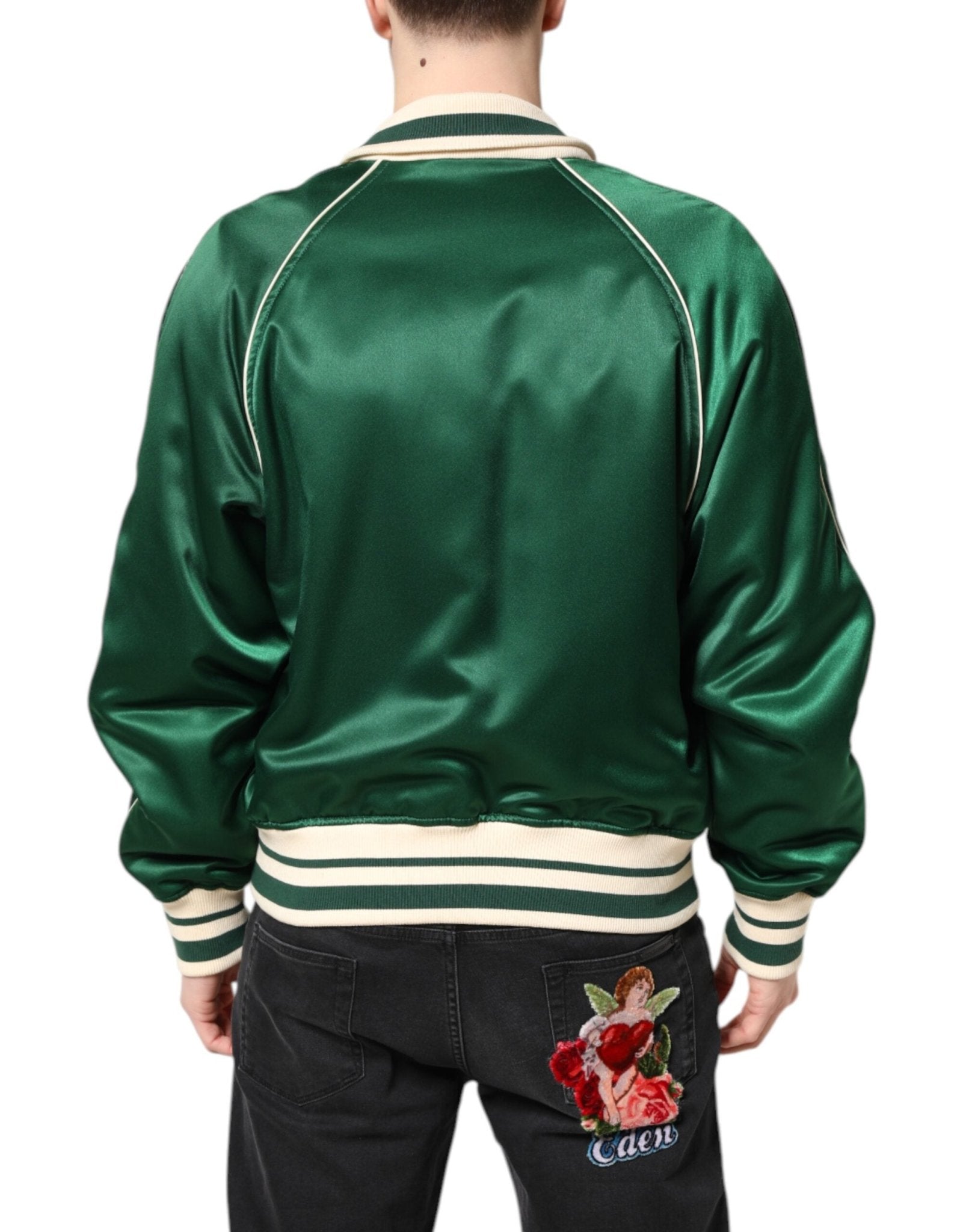 Dolce & Gabbana Green Floral DG Logo Full Zip Bomber Jacket - RIMODA