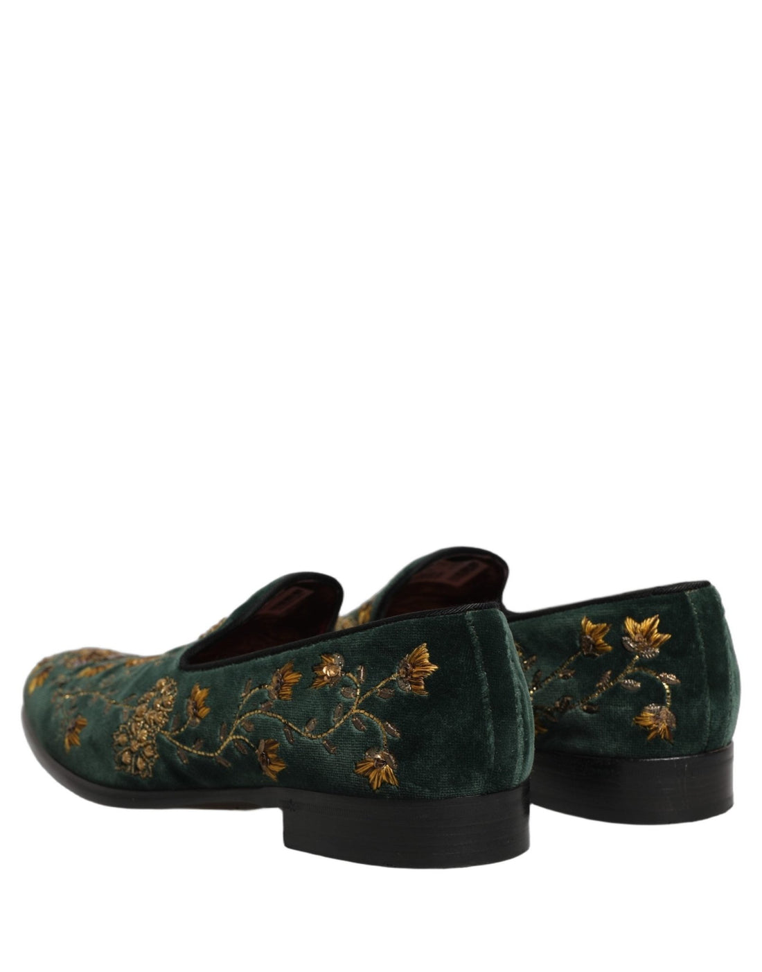 Dolce & Gabbana Green Floral Embroidery Dress Loafers Shoes - RIMODA