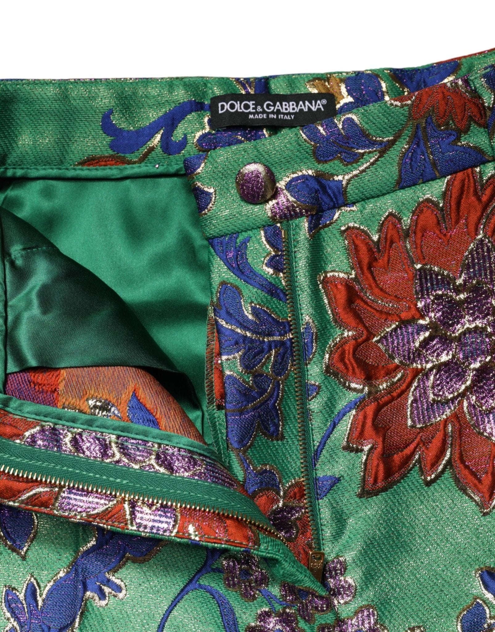Dolce & Gabbana Green Floral Polyester BootCut Trouser Pants - RIMODA