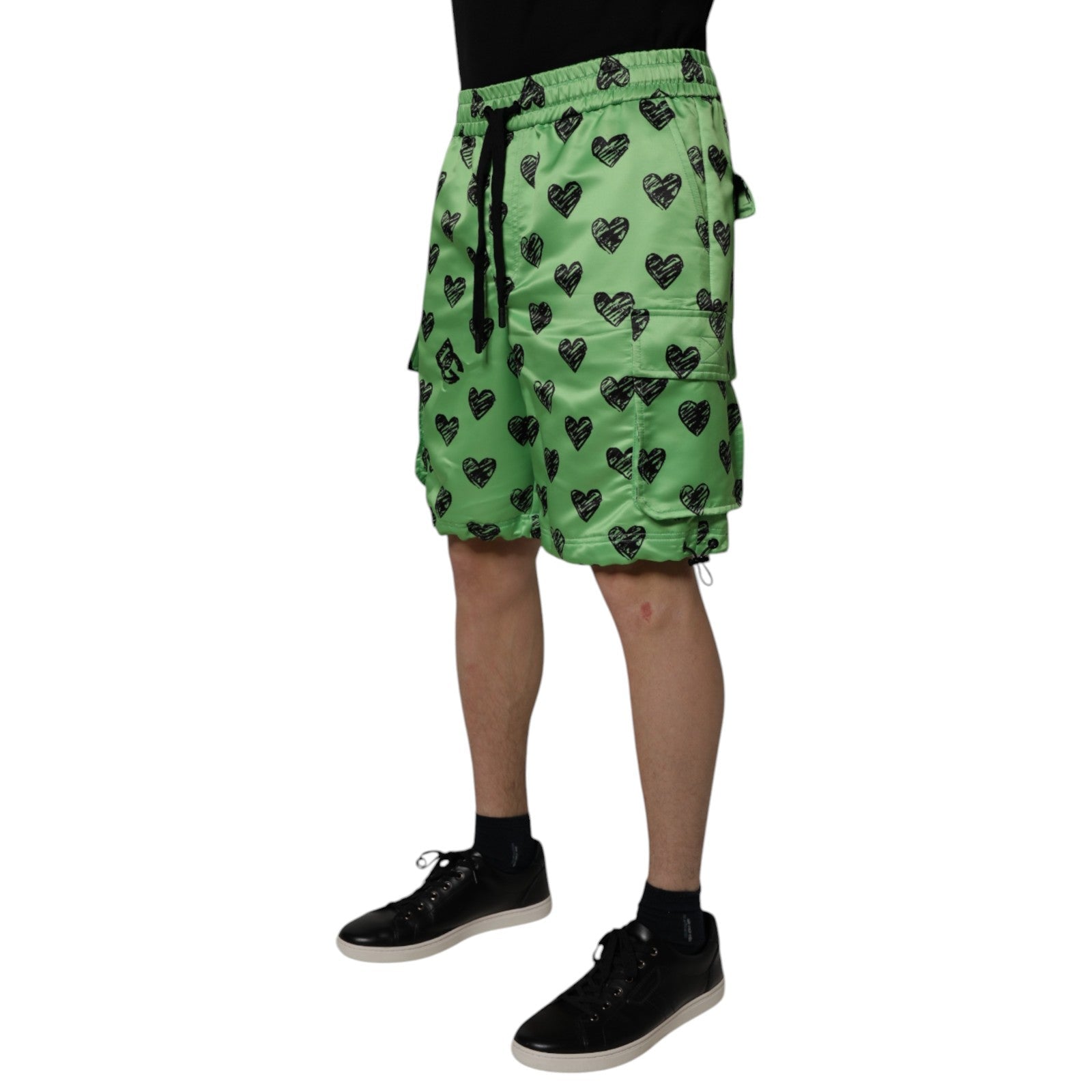 Dolce & Gabbana Green Heart Print Cargo Men Bermuda Shorts - RIMODA