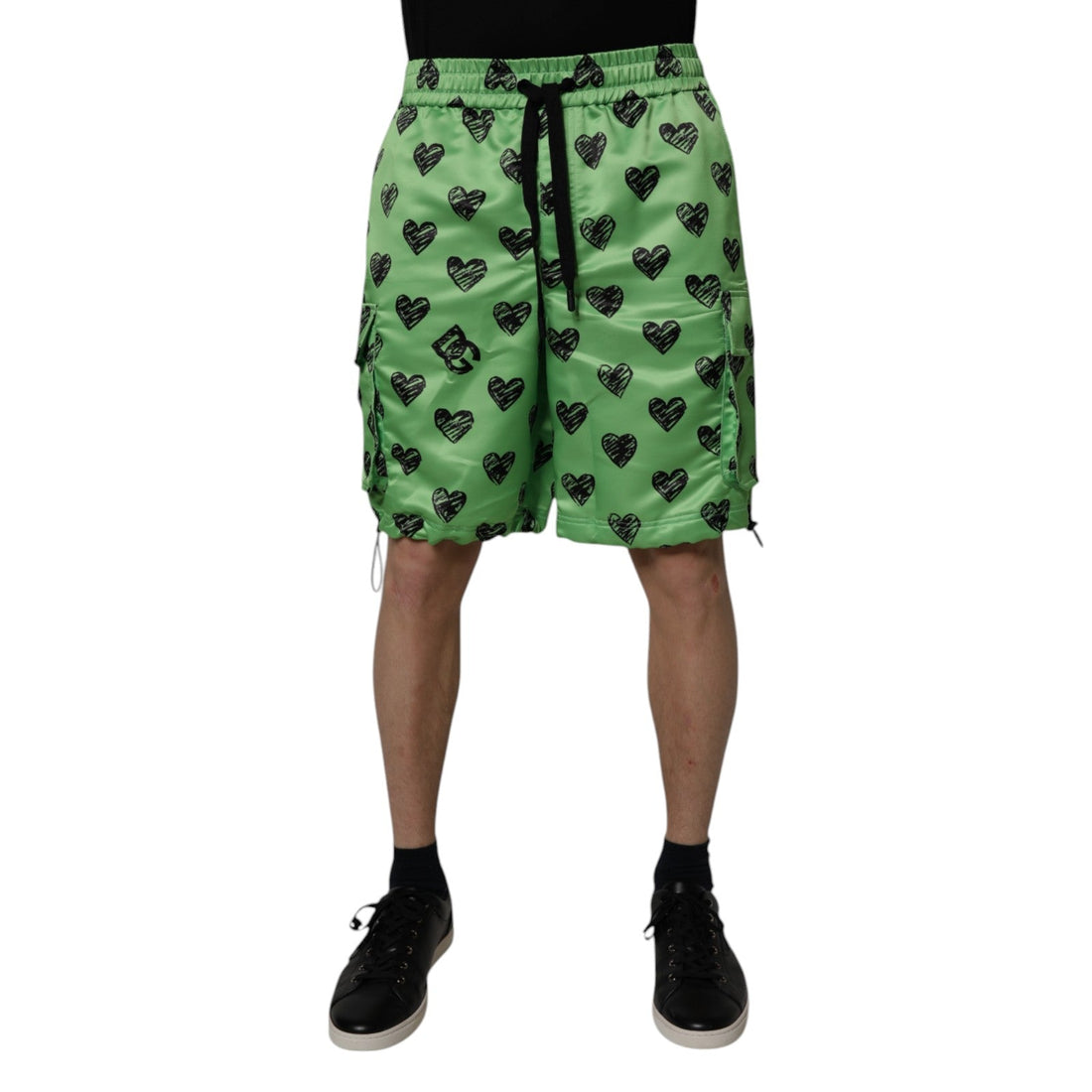 Dolce & Gabbana Green Heart Print Cargo Men Bermuda Shorts - RIMODA