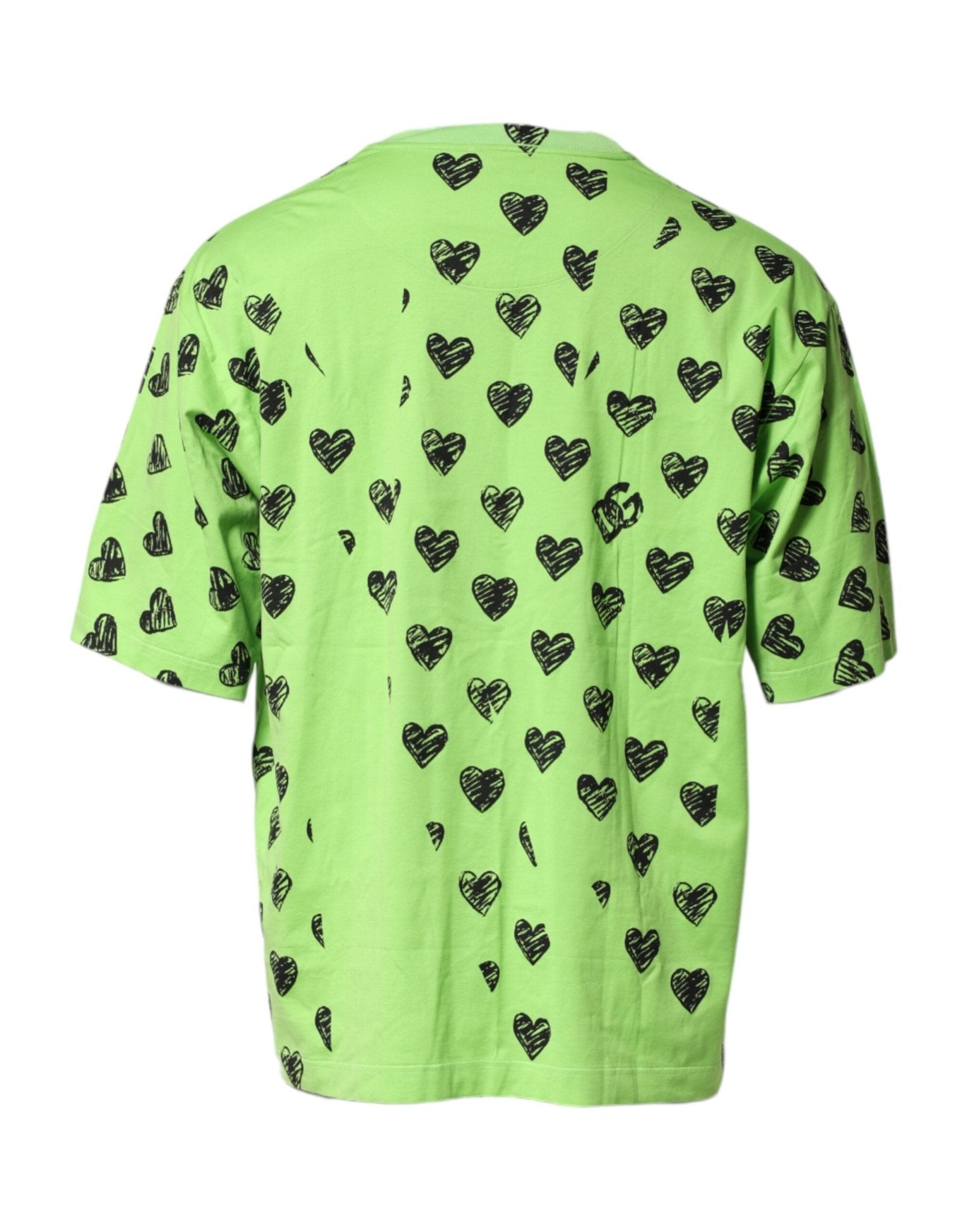 Dolce & Gabbana Green Heart Print Cotton Crew Neck T-shirt - RIMODA
