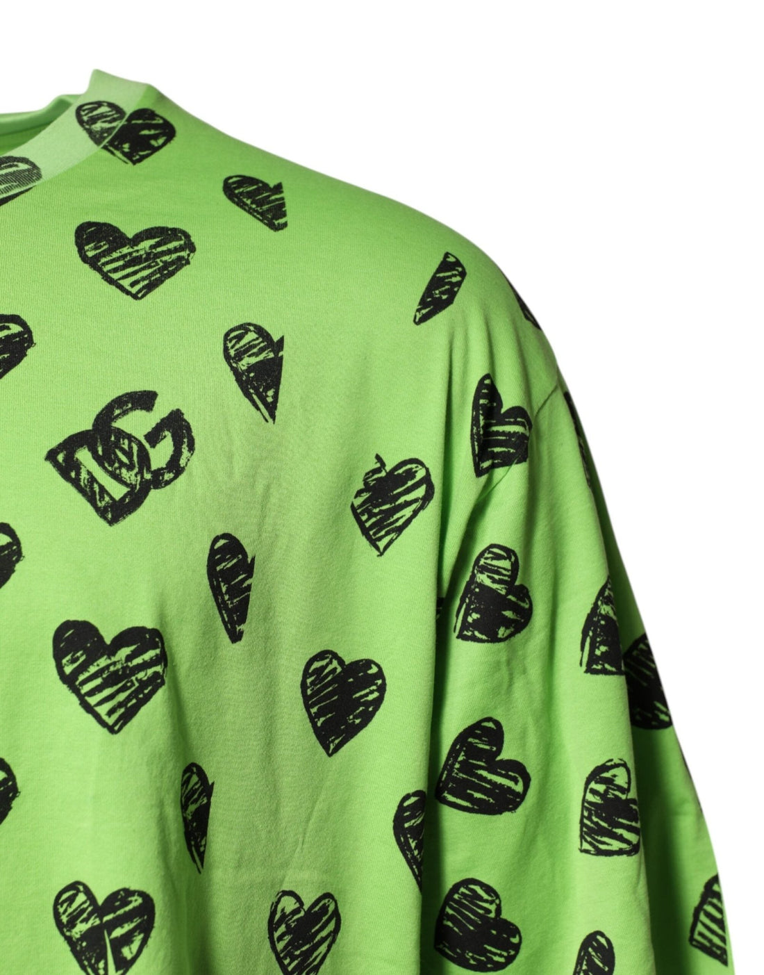 Dolce & Gabbana Green Heart Print Cotton Crew Neck T-shirt - RIMODA