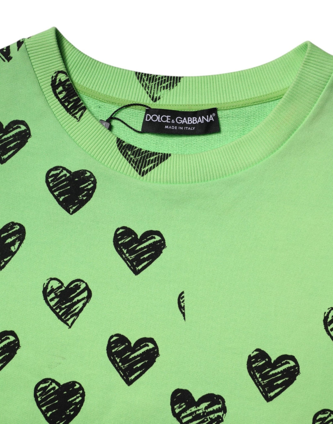Dolce & Gabbana Green Heart Print Crew Neck Pullover Sweater - RIMODA