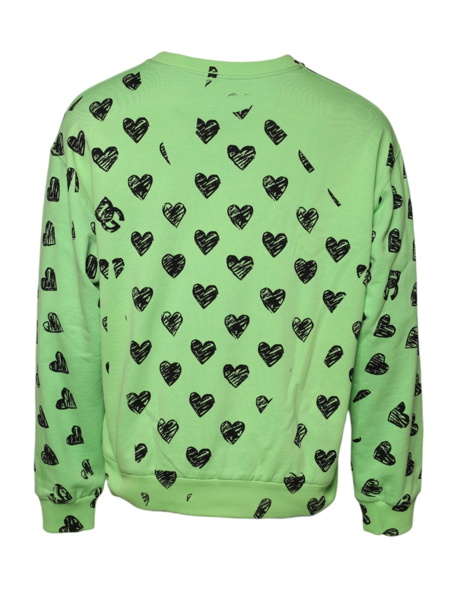 Dolce & Gabbana Green Heart Print Crew Neck Pullover Sweater - RIMODA