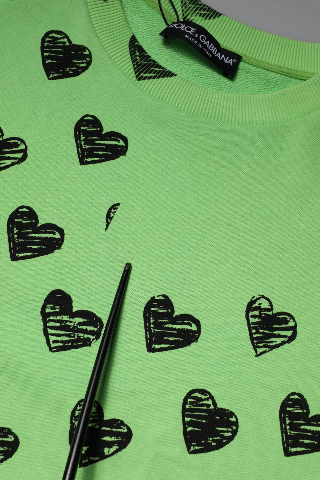 Dolce & Gabbana Green Heart Print Crew Neck Pullover Sweater - RIMODA