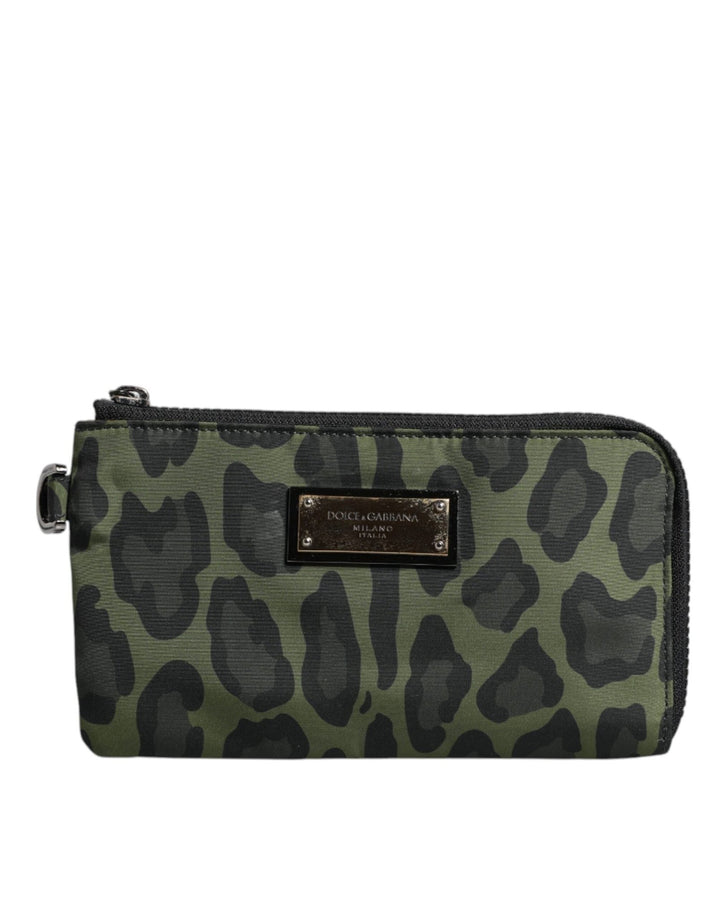 Dolce & Gabbana Green Leopard Leather Logo Plaque Multifunctional Kit Bag - RIMODA