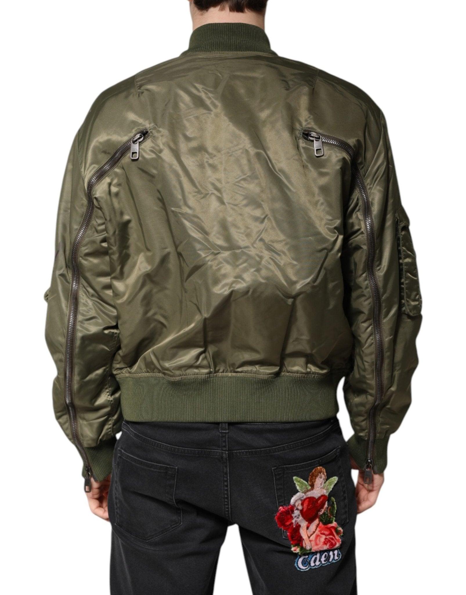 Dolce & Gabbana Green Nylon Full Zip Men Bomber Jacket - RIMODA