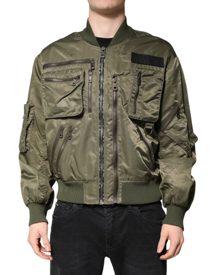 Dolce & Gabbana Green Nylon Full Zip Men Bomber Jacket - RIMODA