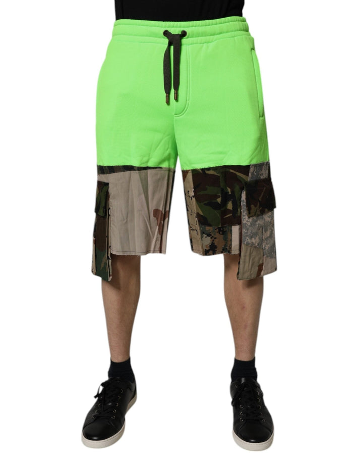 Dolce & Gabbana Green Patchwork Camouflage Men Cargo Shorts - RIMODA
