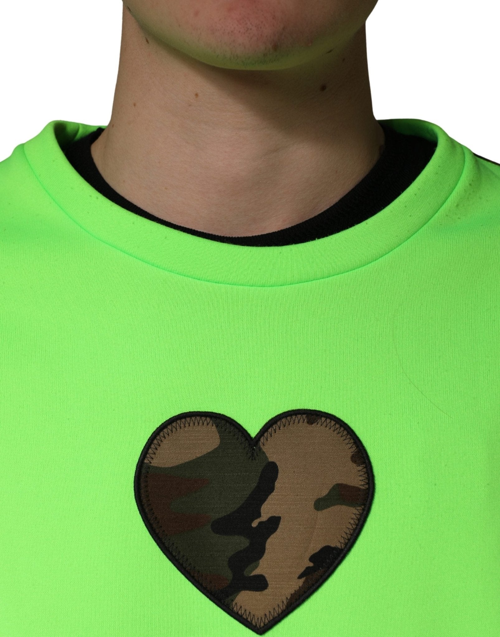 Dolce & Gabbana Green Patchwork Heart Men Sweatshirt Sweater - RIMODA