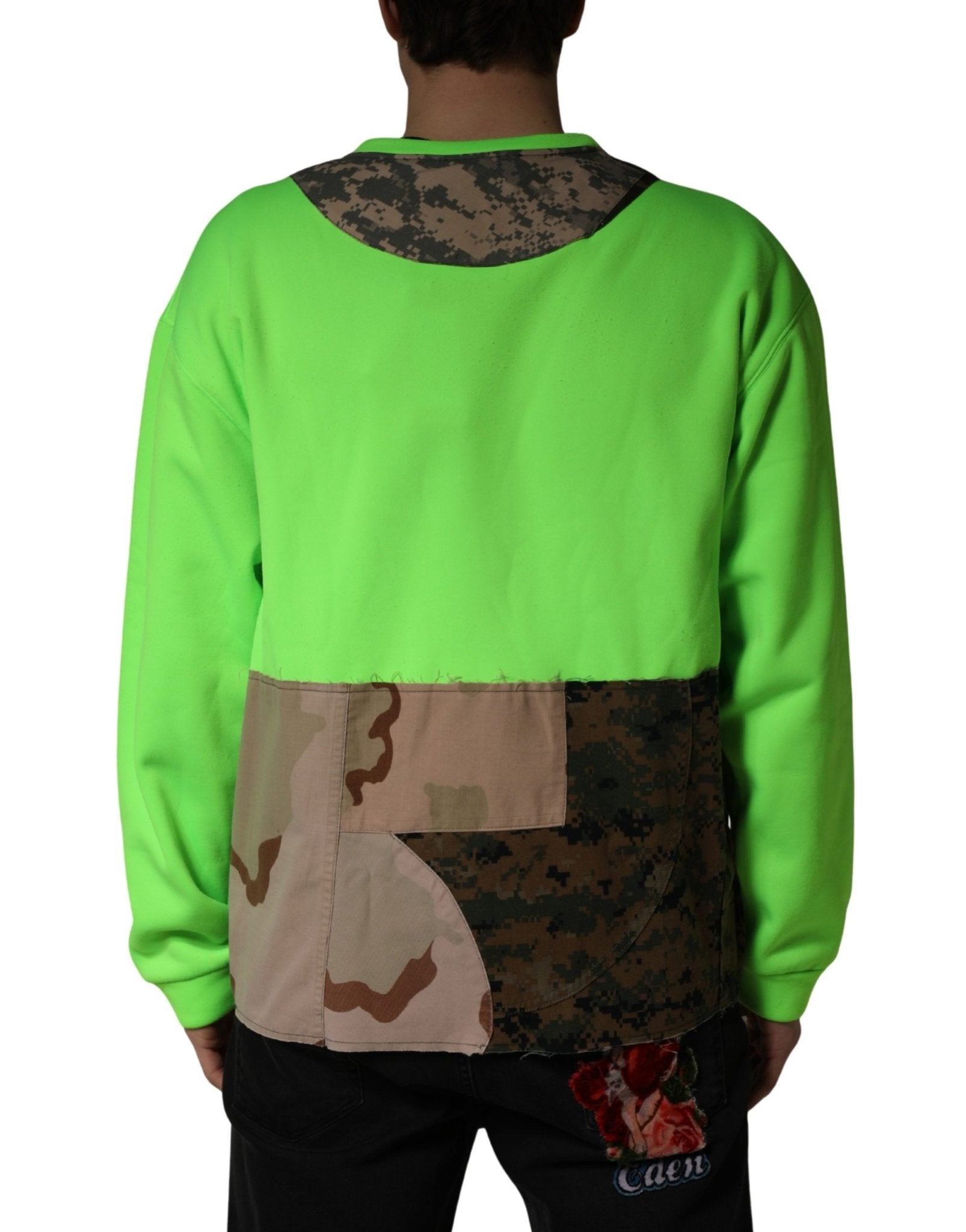Dolce & Gabbana Green Patchwork Heart Men Sweatshirt Sweater - RIMODA