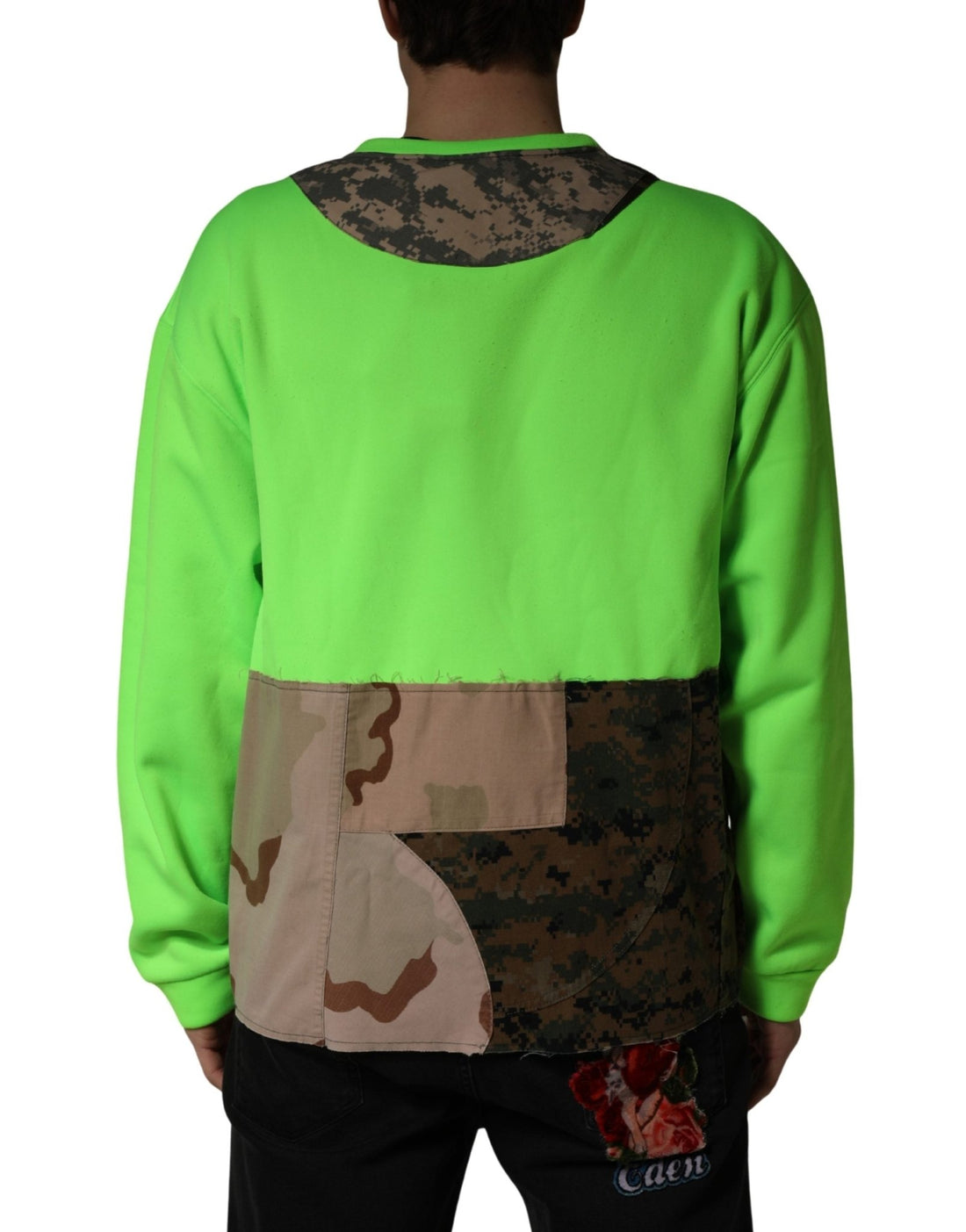Dolce & Gabbana Green Patchwork Heart Men Sweatshirt Sweater - RIMODA