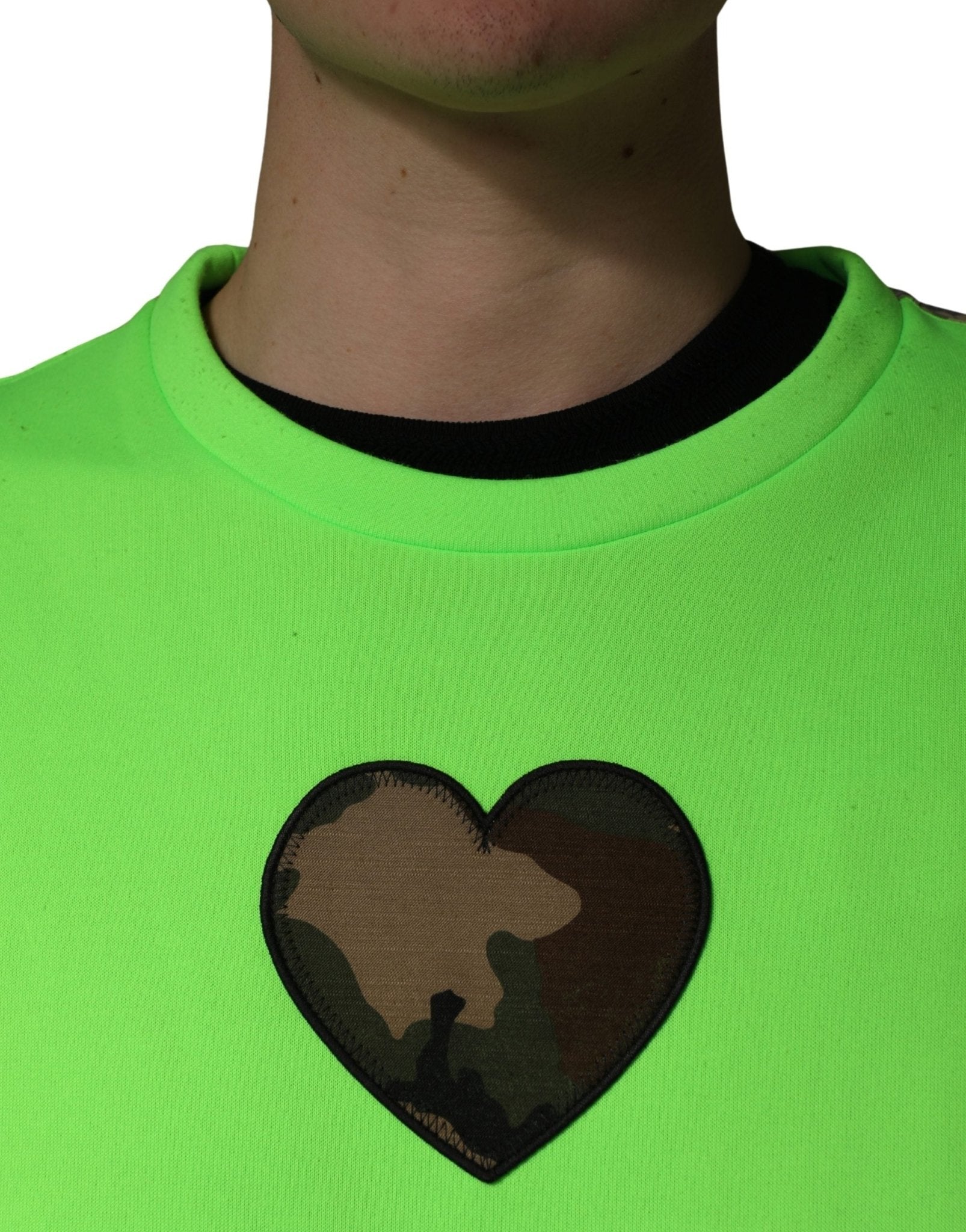 Dolce & Gabbana Green Patchwork Heart Men Sweatshirt Sweater - RIMODA