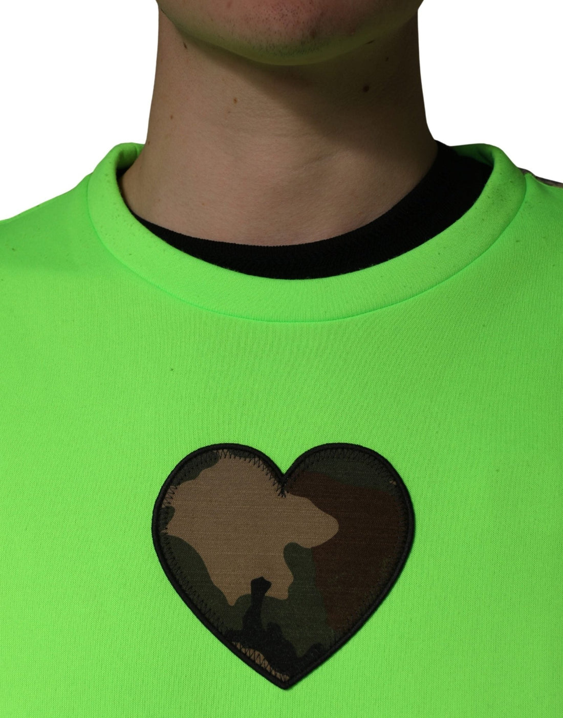 Dolce & Gabbana Green Patchwork Heart Men Sweatshirt Sweater - RIMODA