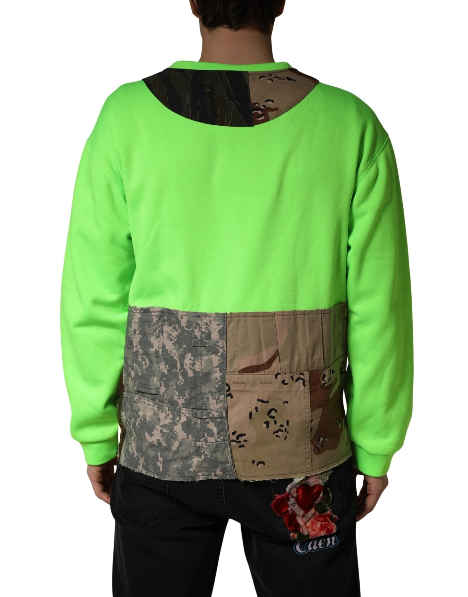 Dolce & Gabbana Green Patchwork Heart Men Sweatshirt Sweater - RIMODA