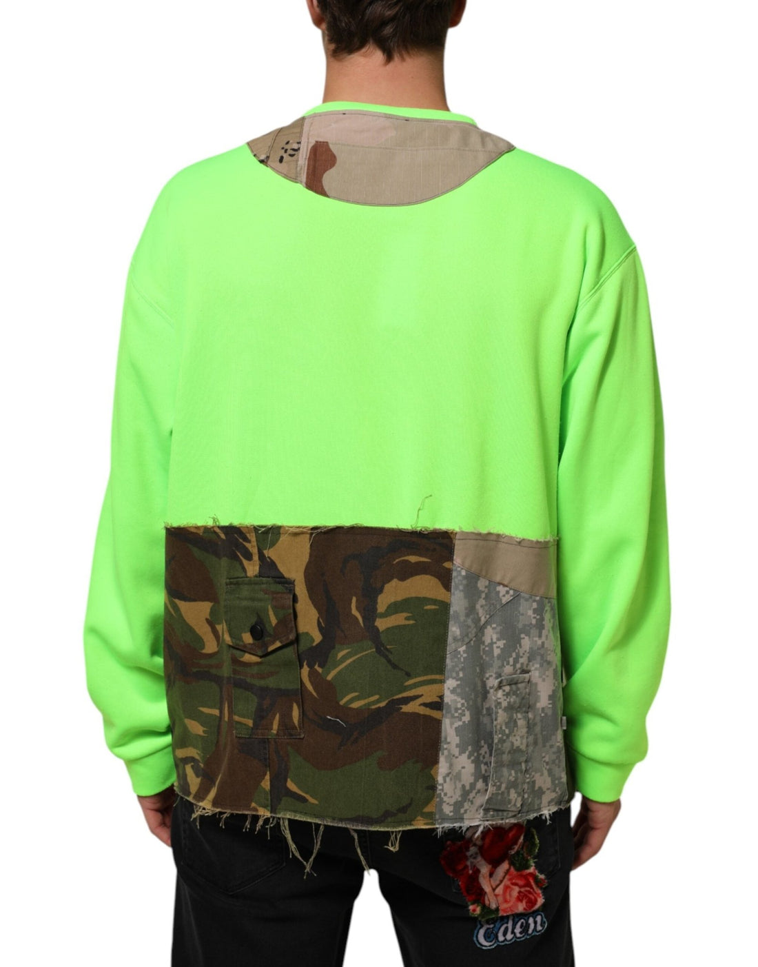 Dolce & Gabbana Green Patchwork Men Sweatshirt Sweater - RIMODA