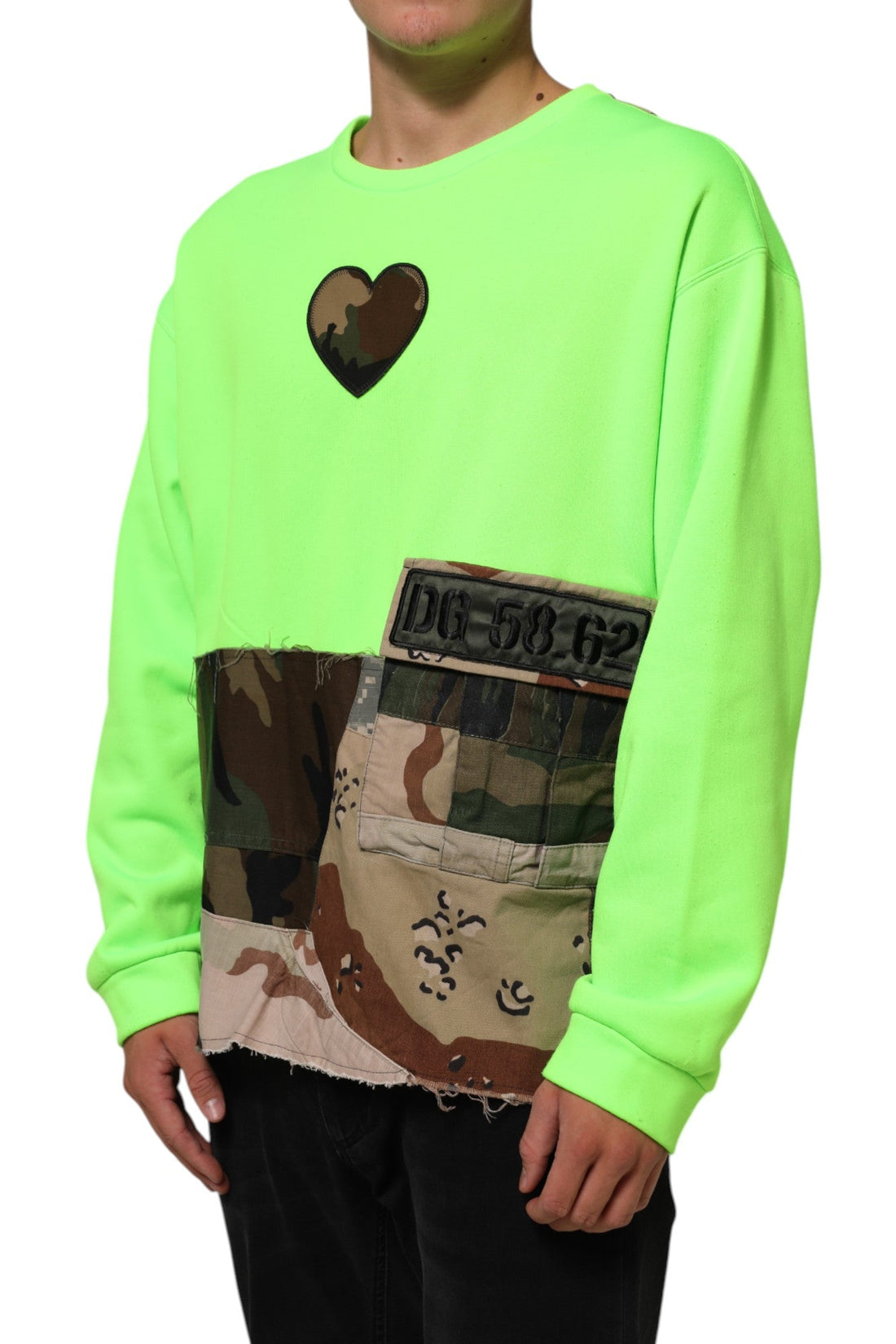 Dolce & Gabbana Green Patchwork Men Sweatshirt Sweater - RIMODA