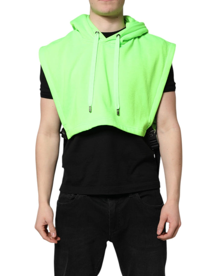 Dolce & Gabbana Green Polyester Hooded Sportswear Vest Sweater - RIMODA