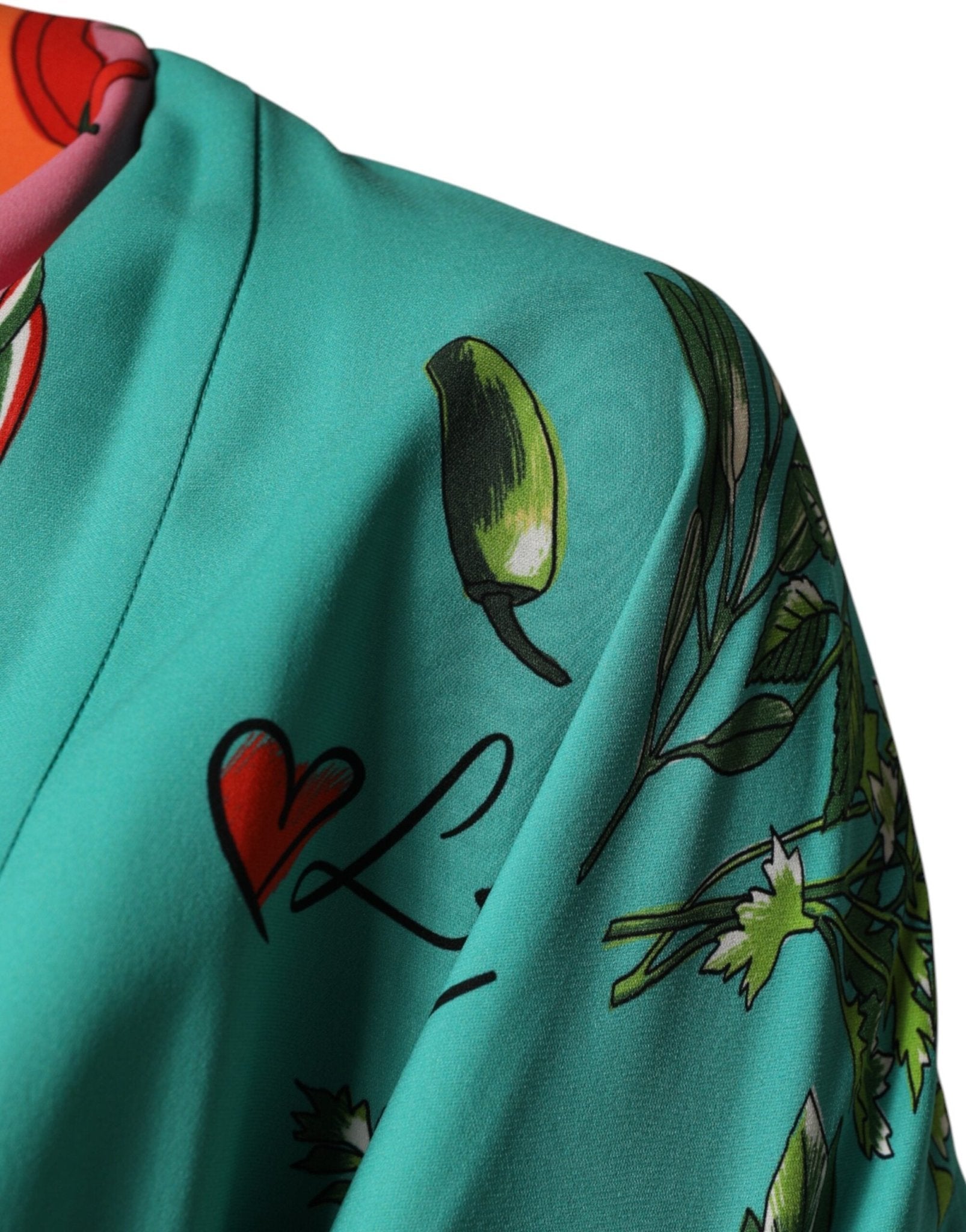 Dolce & Gabbana Green Printed Long Sleeve Wrap Coat Dress - RIMODA