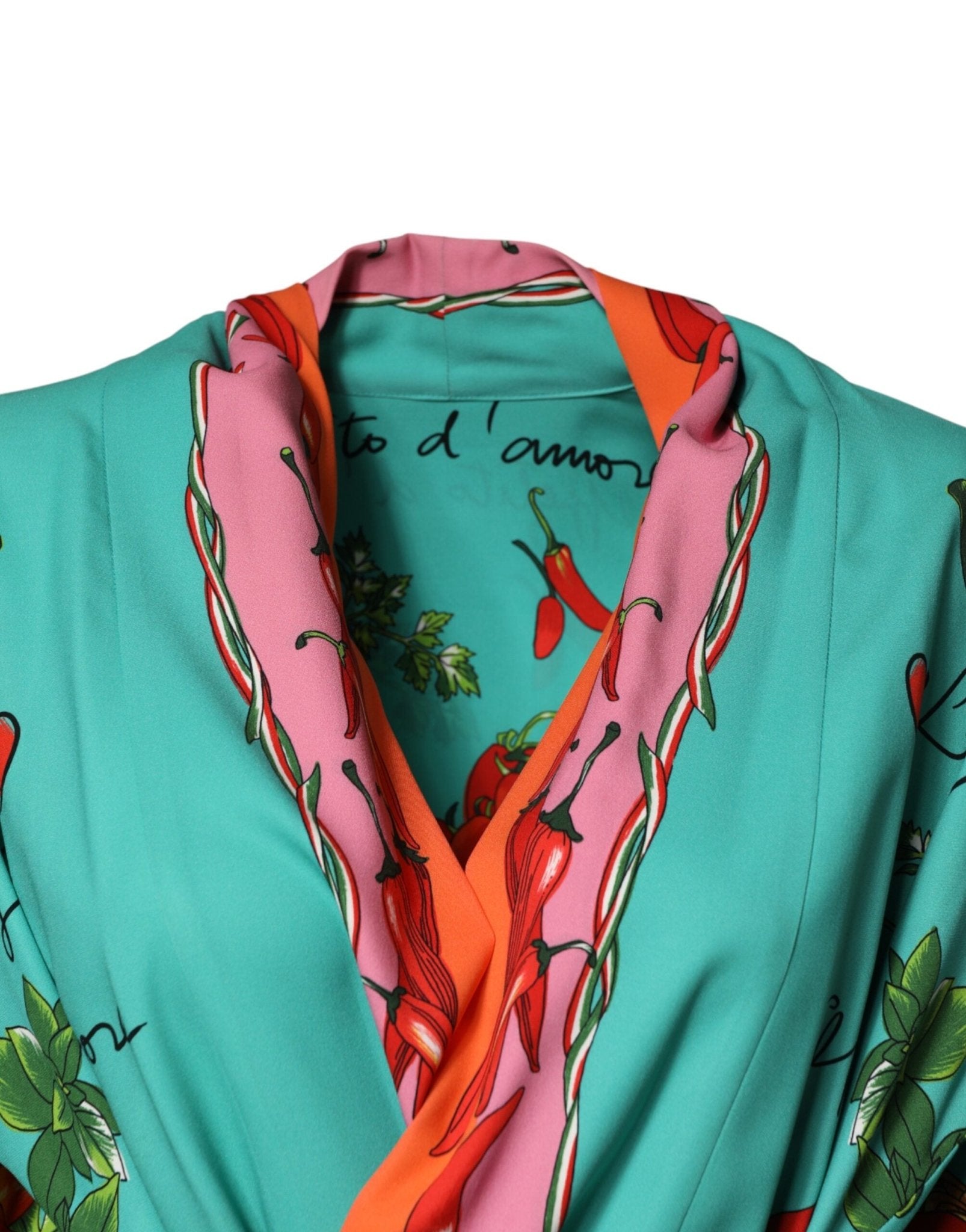 Dolce & Gabbana Green Printed Long Sleeve Wrap Coat Dress - RIMODA