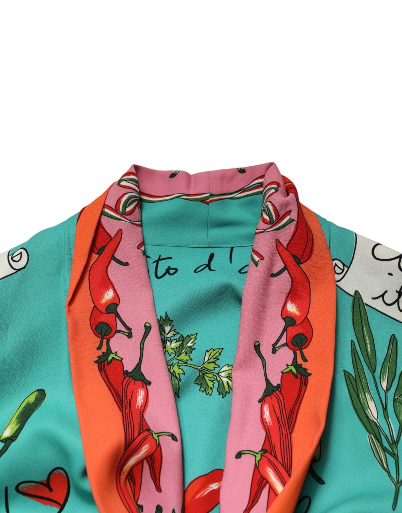 Dolce & Gabbana Green Printed Long Sleeve Wrap Coat Dress - RIMODA
