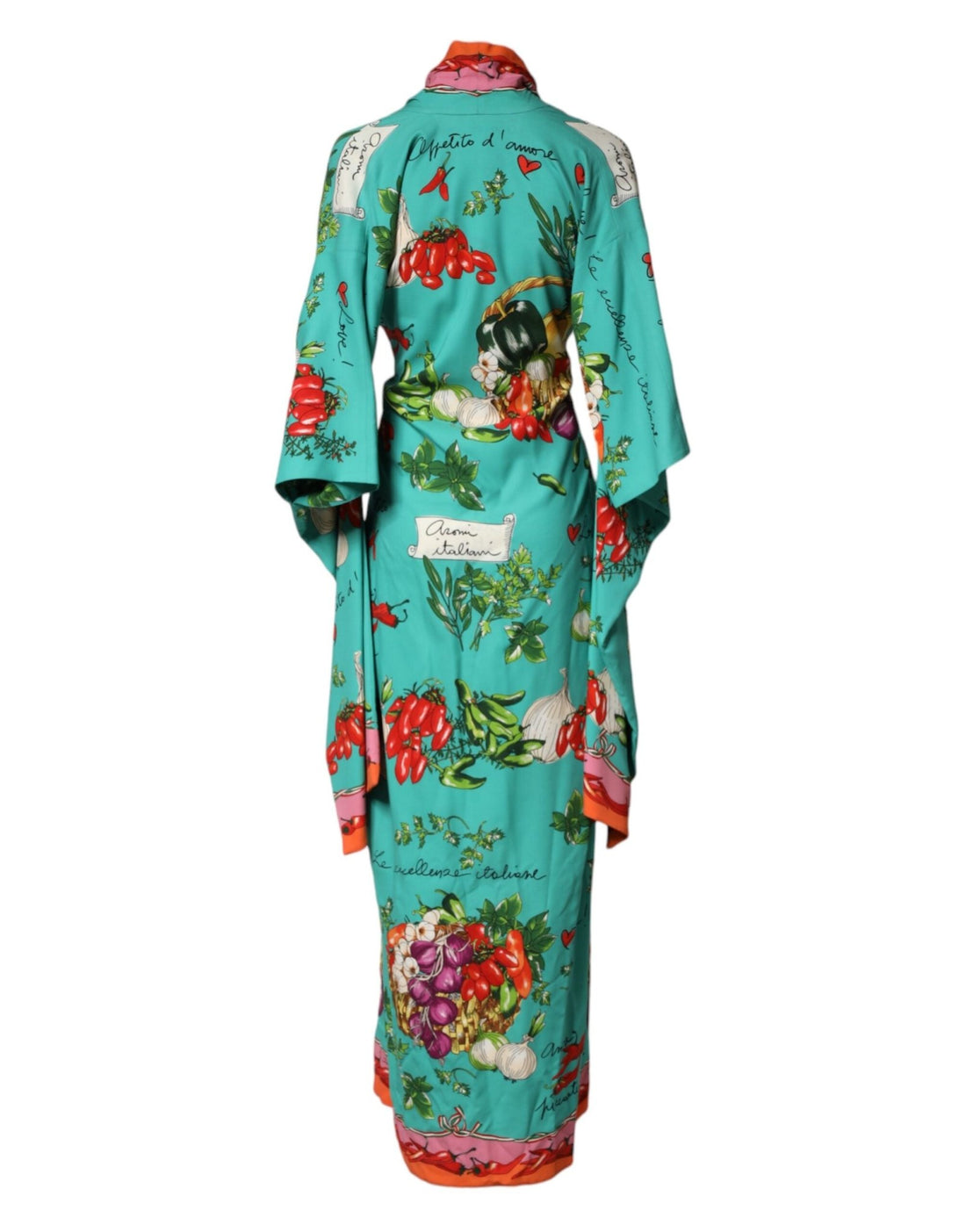 Dolce & Gabbana Green Printed Long Sleeve Wrap Coat Dress - RIMODA