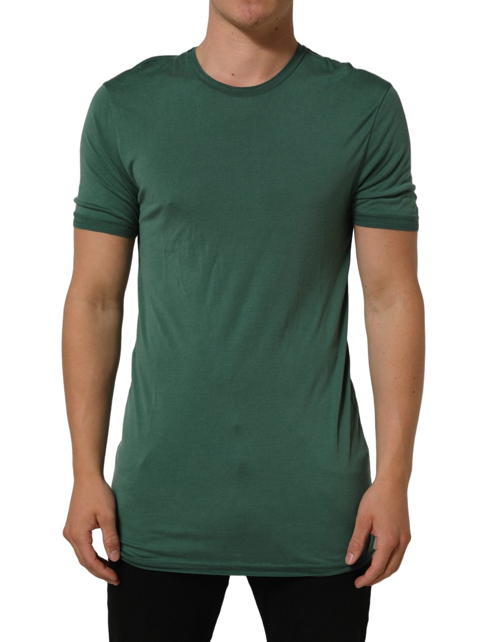 Dolce & Gabbana Green Silk Crew Neck Short Sleeves T-shirt - RIMODA