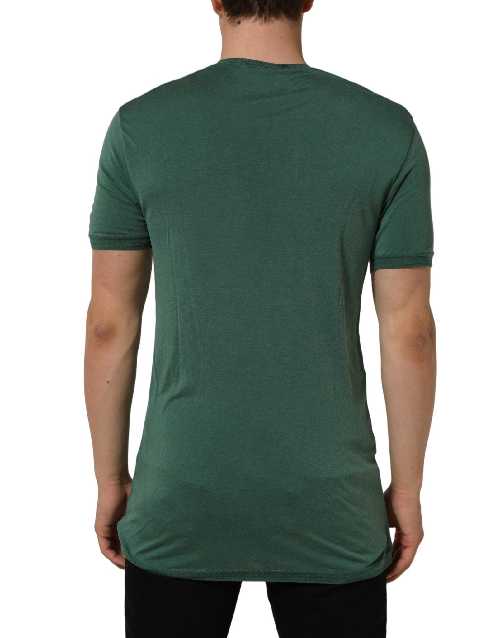 Dolce & Gabbana Green Silk Crew Neck Short Sleeves T-shirt - RIMODA