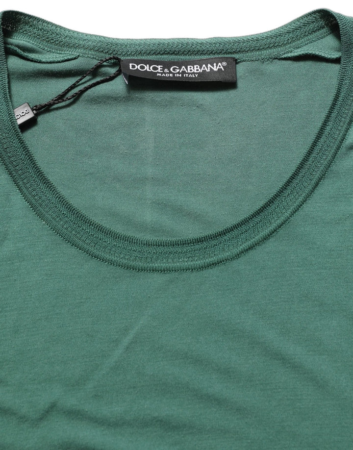 Dolce & Gabbana Green Silk Crew Neck Short Sleeves T-shirt - RIMODA